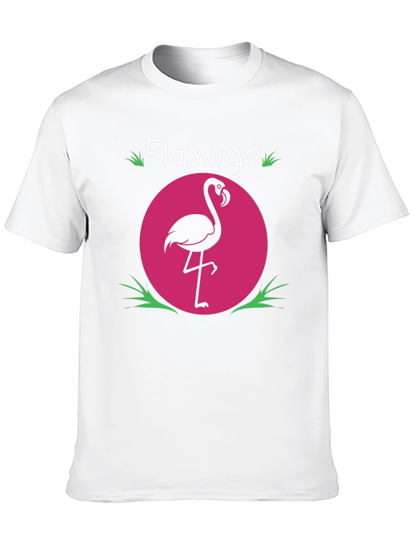 Flamingo Graphic Tee - Pink Circle Design Black T-Shirt