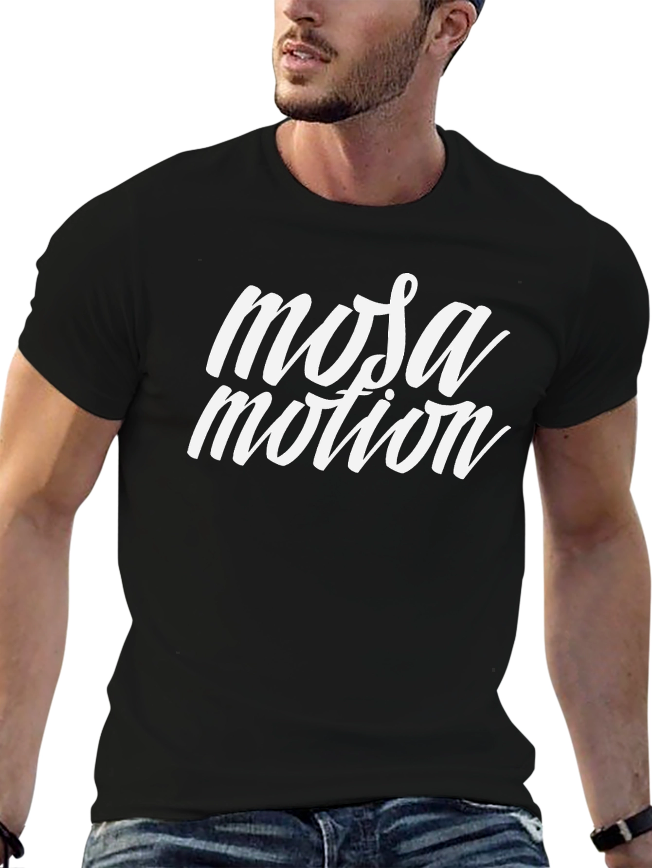 Mosa Motion Graphic Tee - Stylish Black Cotton T-Shirt