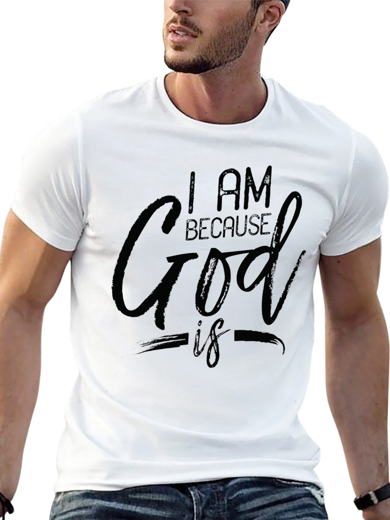 I AM BECAUSE God IS Black T-Shirt