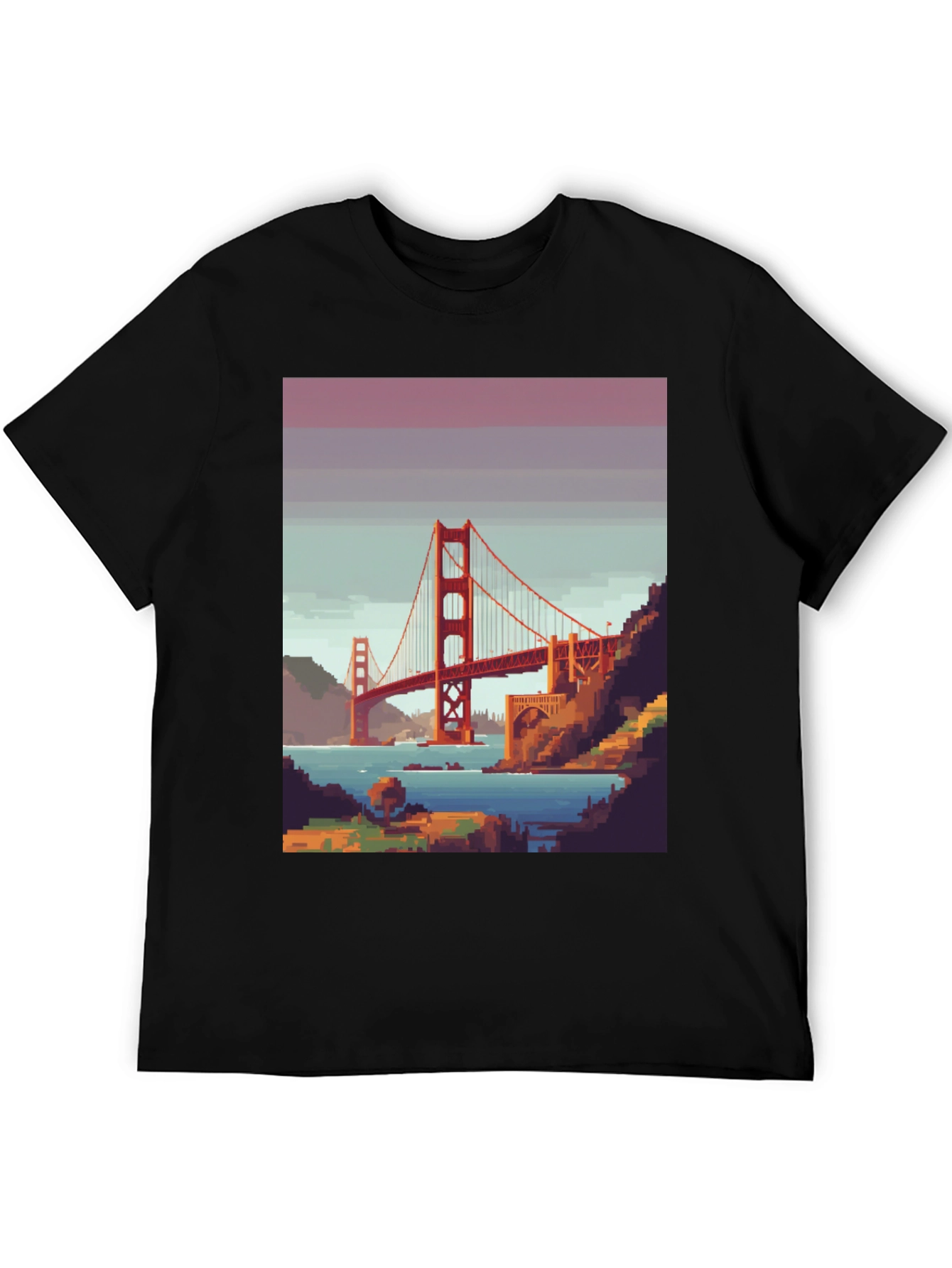 Golden Gate Bridge Pixel Art Graphic Tee