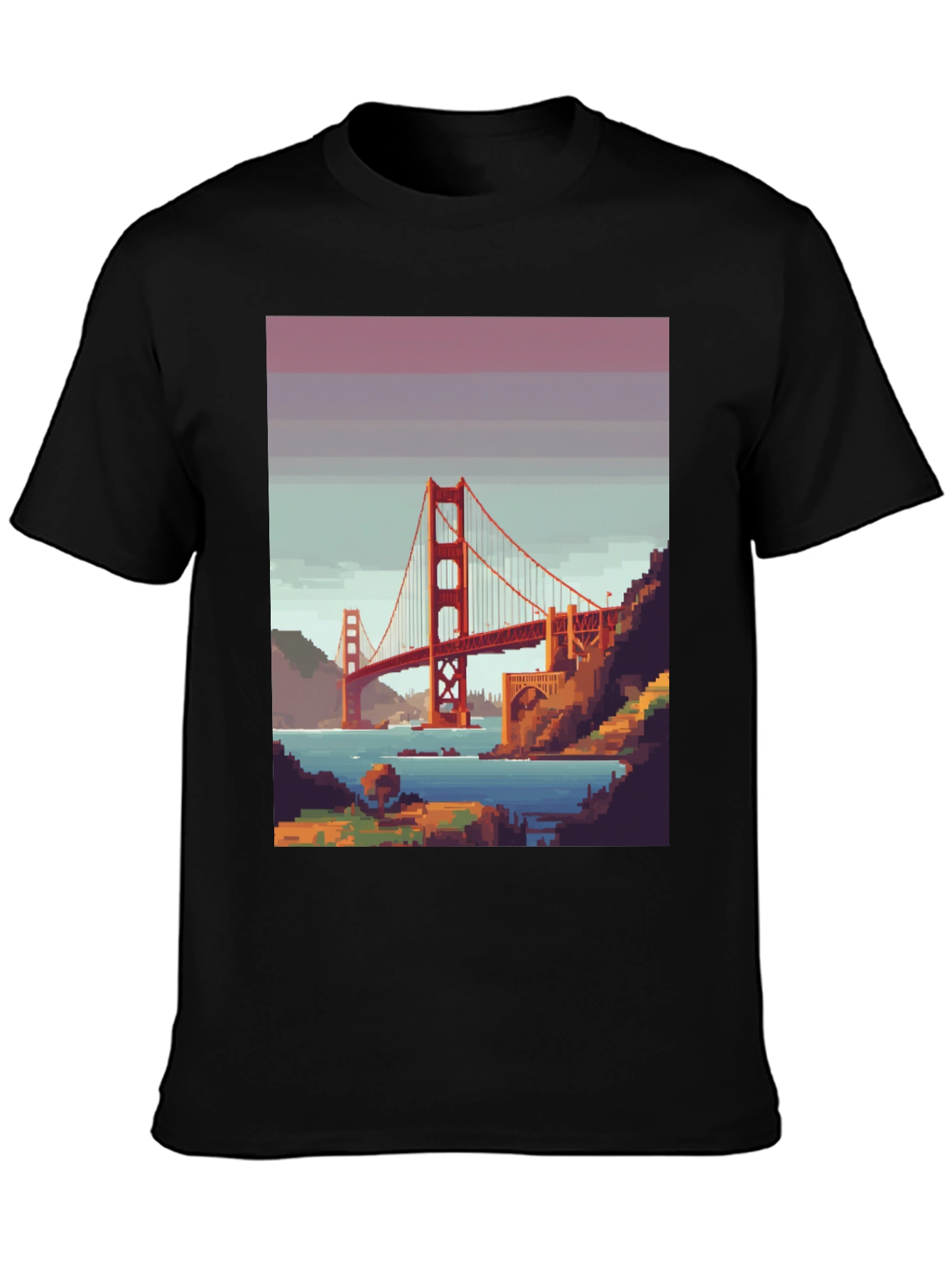 Golden Gate Bridge Pixel Art Graphic Tee
