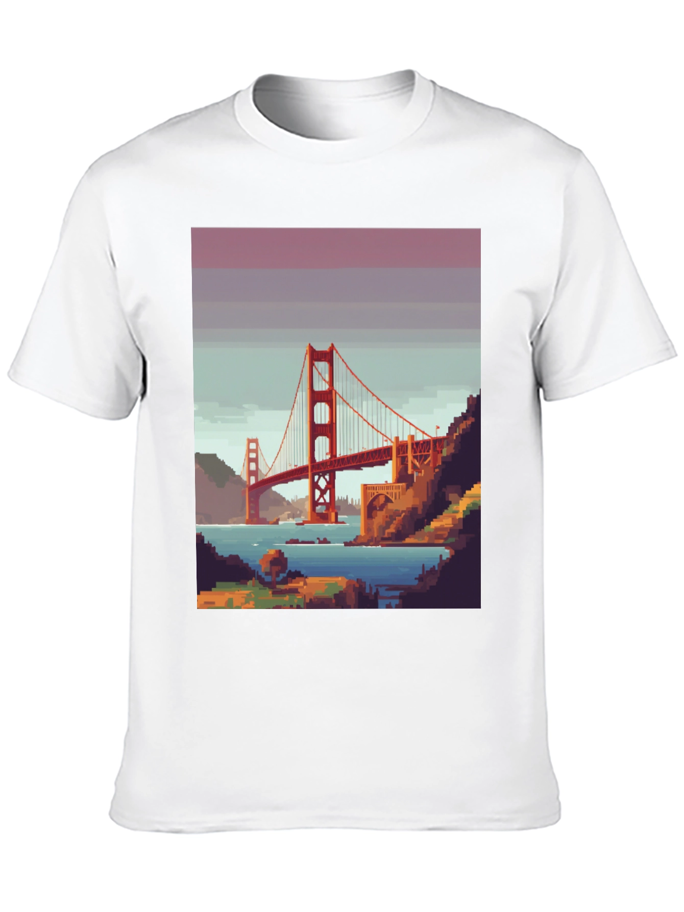 Golden Gate Bridge Pixel Art Graphic Tee