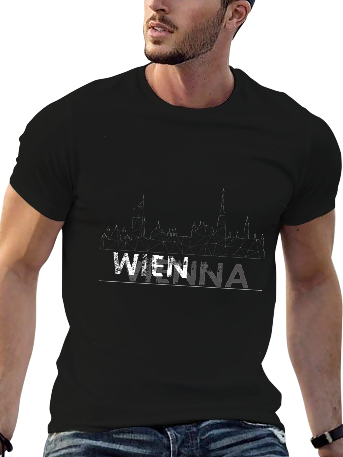 Vienna Skyline T-Shirt - Black Mens