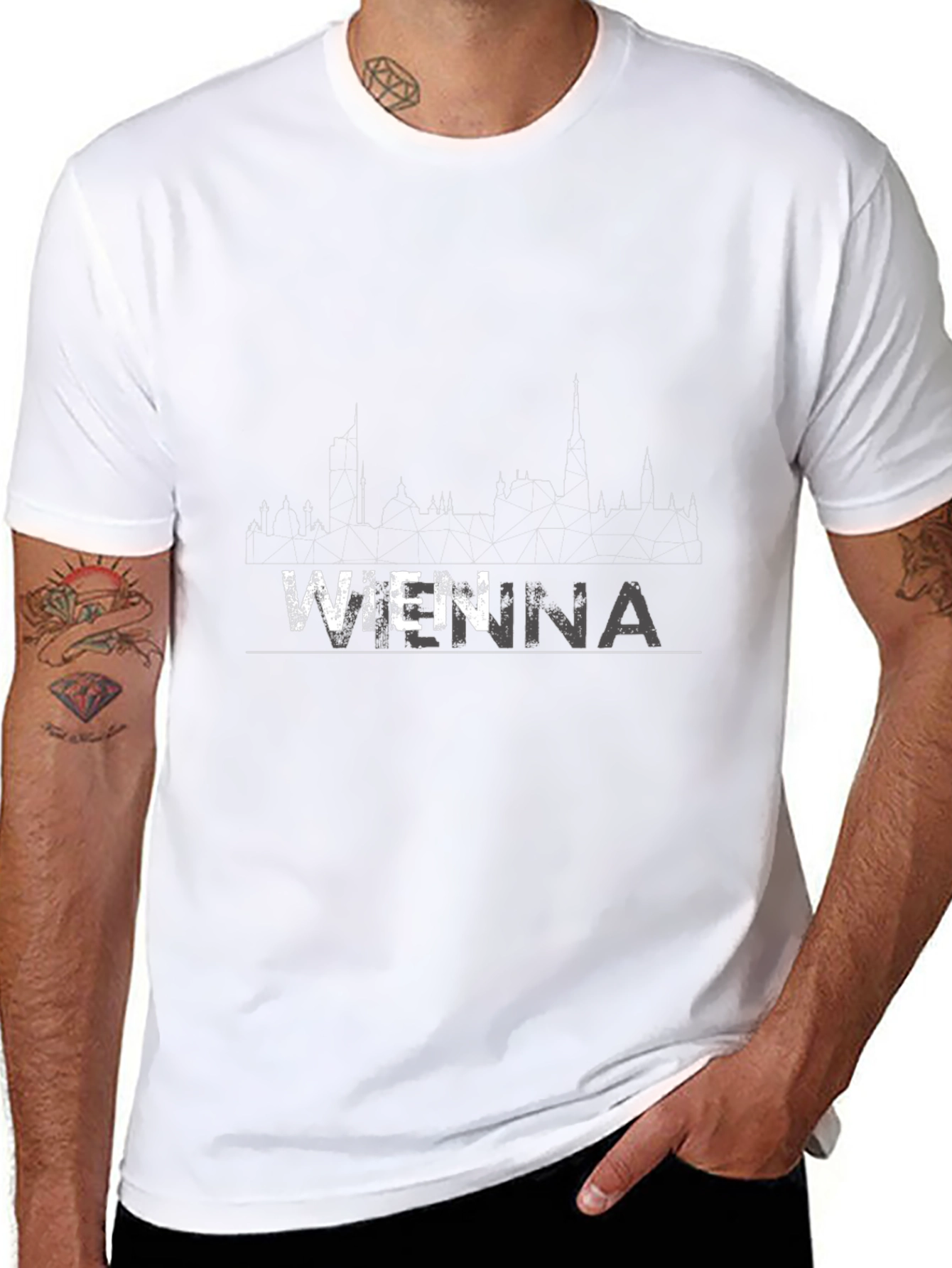 Vienna Skyline T-Shirt - Black Mens