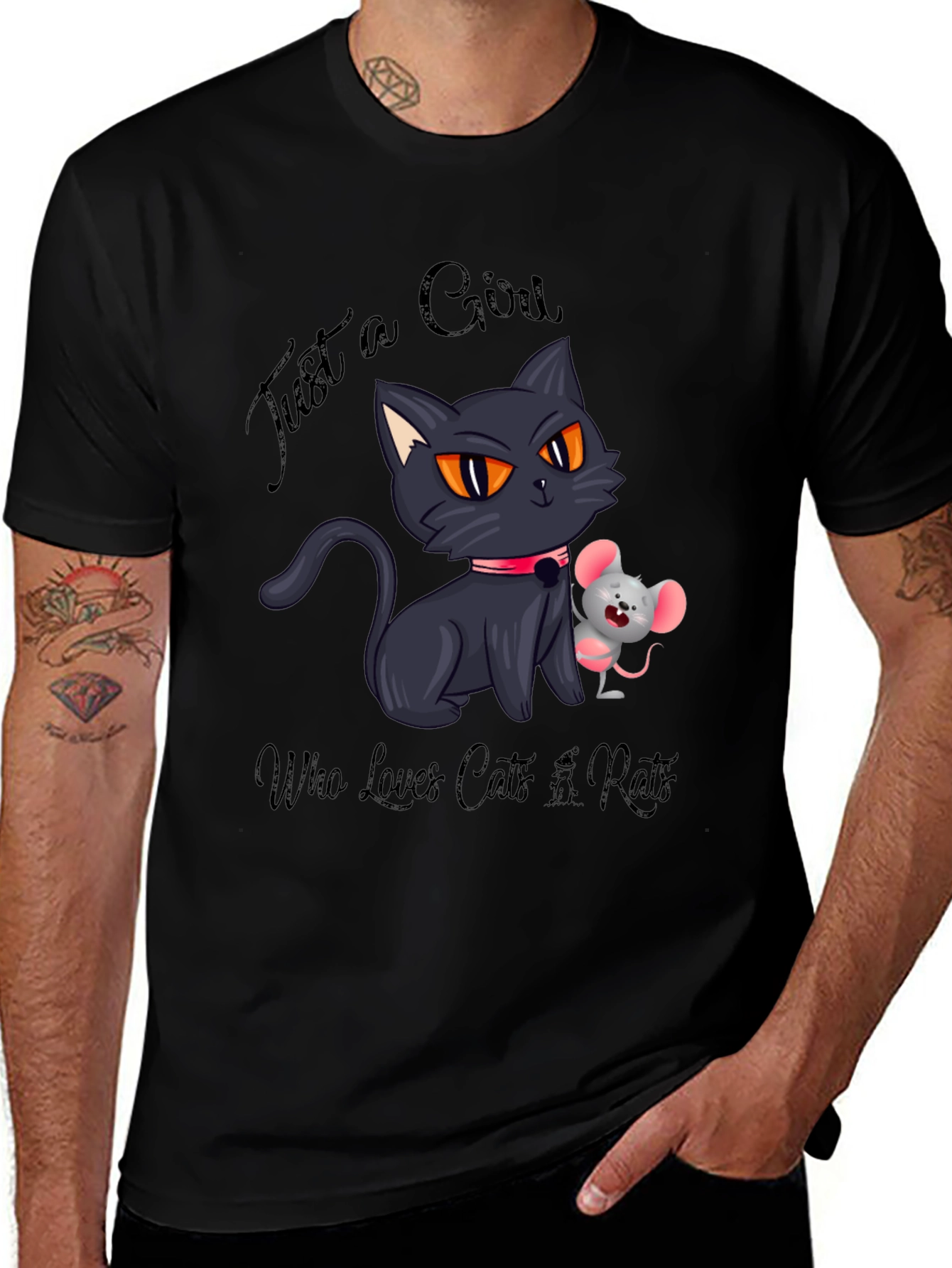 Cute Cat and Mouse Graphic Tee