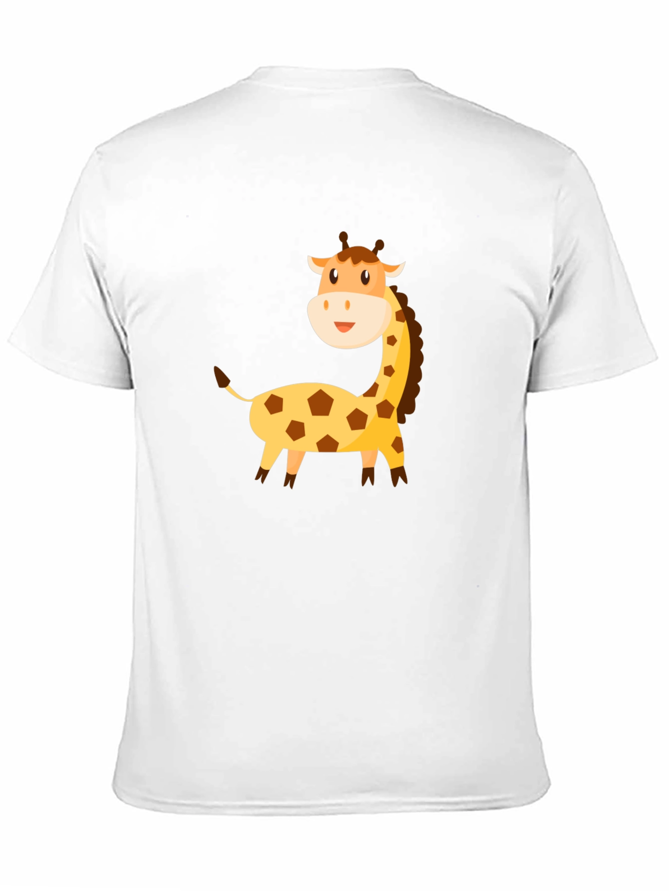 Cartoon Giraffe Graphic Tee - Black Cotton T-Shirt