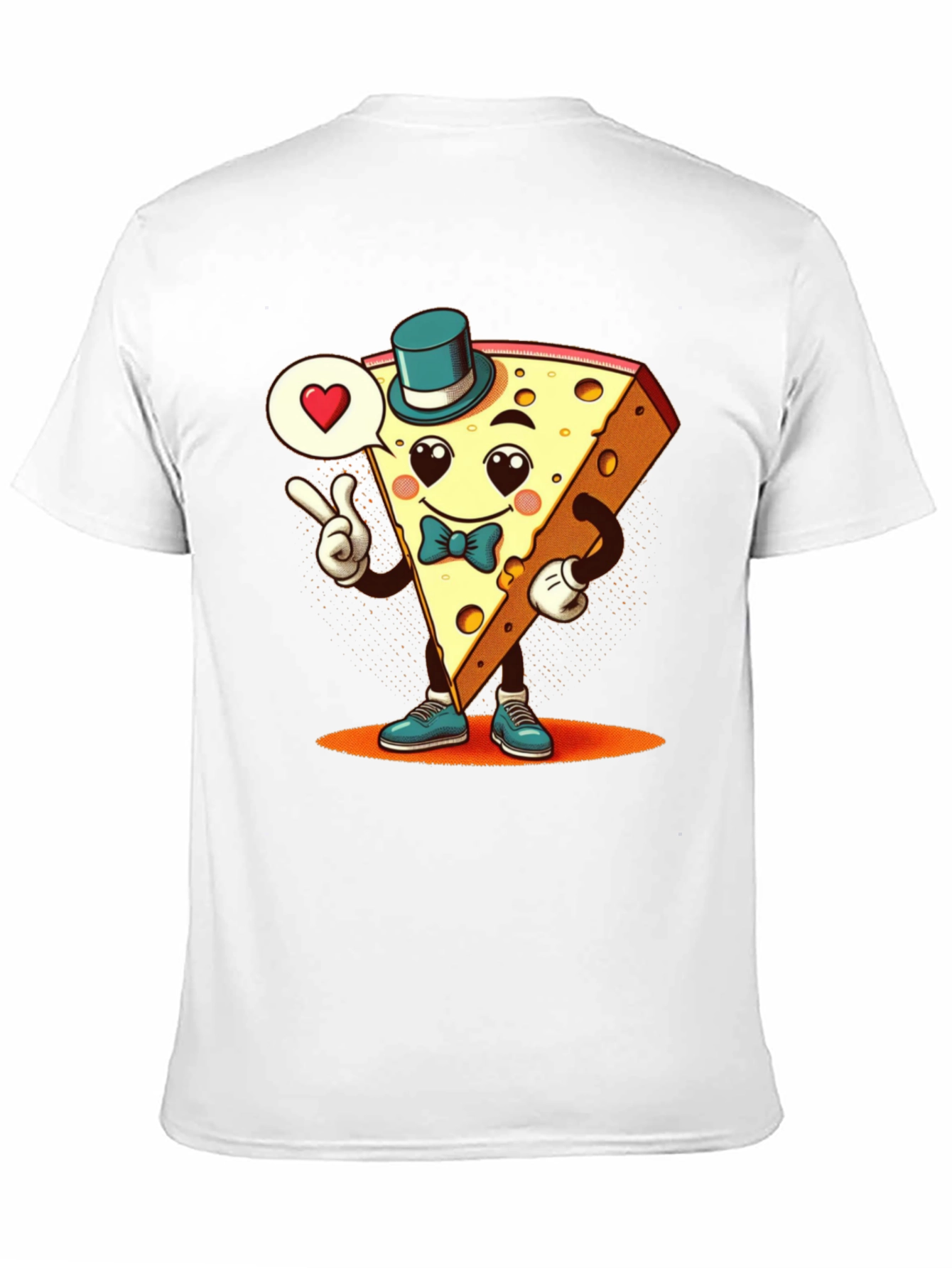 Cartoon Cheese Slice Graphic T-Shirt