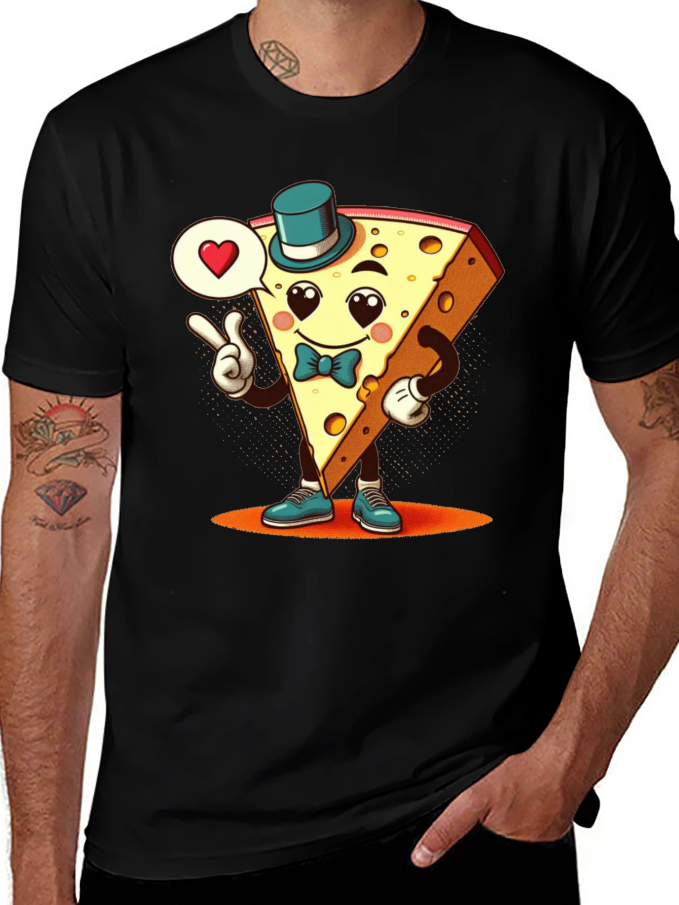 Cartoon Cheese Slice Graphic T-Shirt