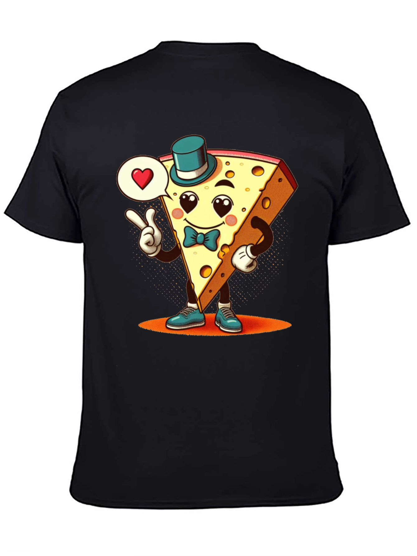 Cartoon Cheese Slice Graphic T-Shirt
