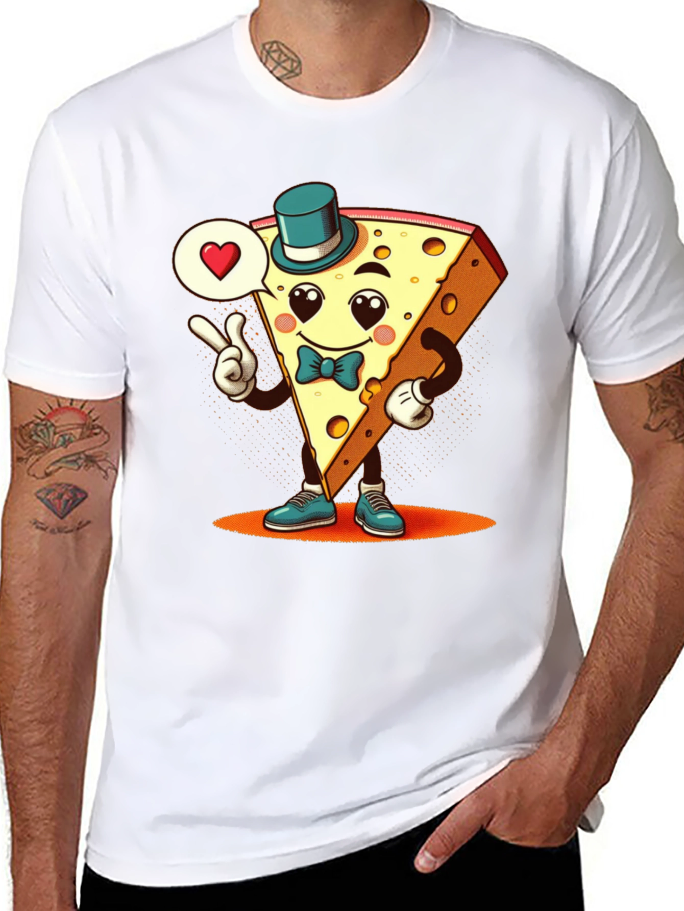 Cartoon Cheese Slice Graphic T-Shirt