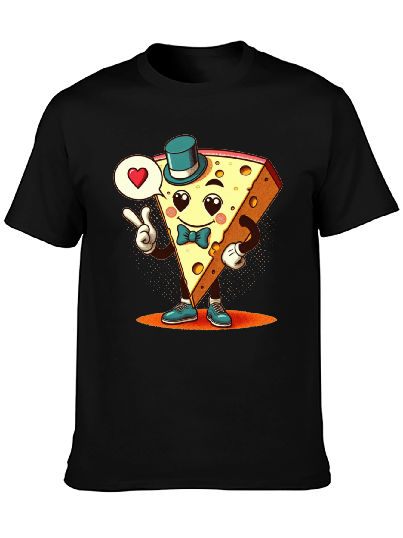 Cartoon Cheese Slice Graphic T-Shirt