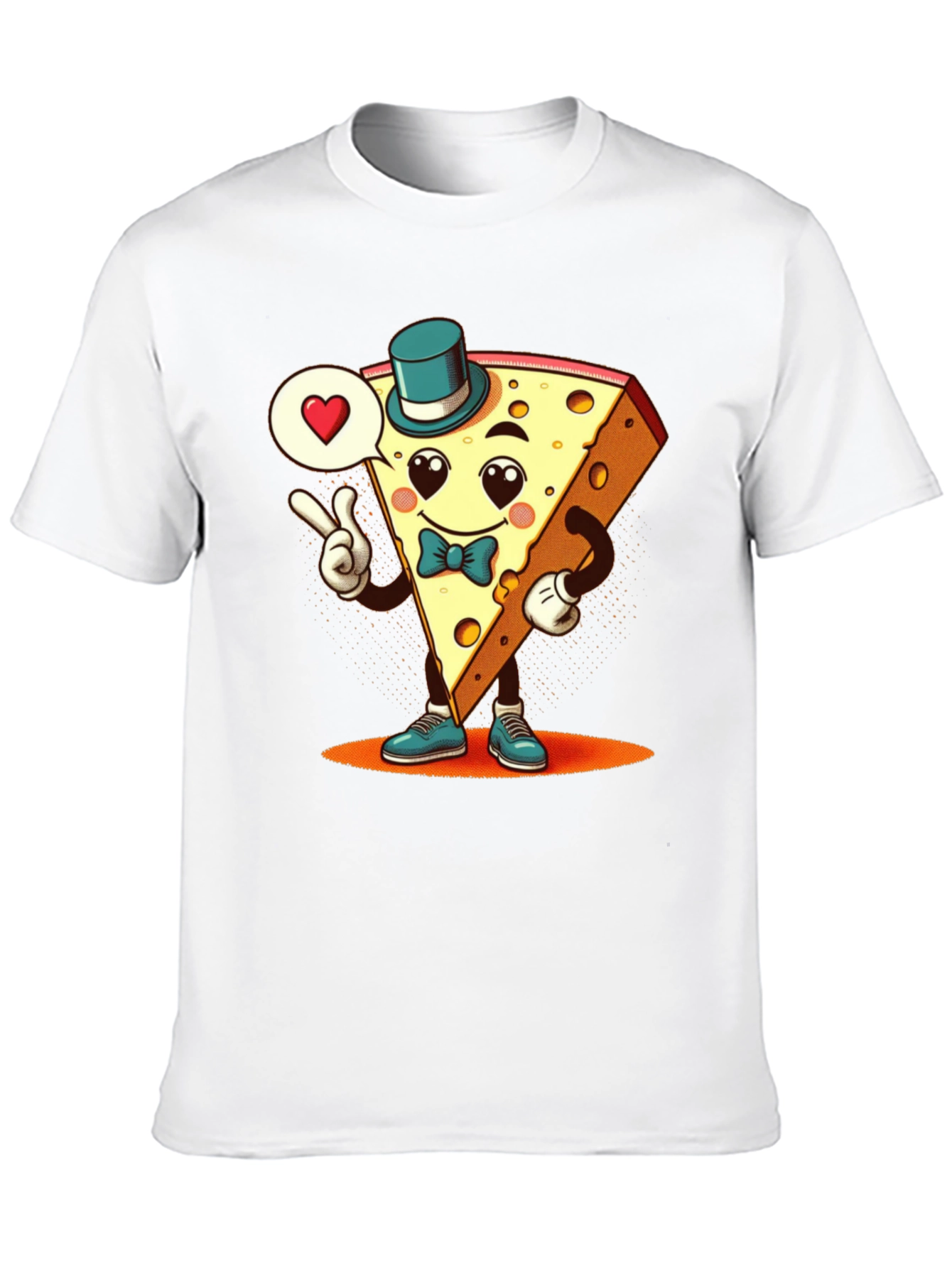 Cartoon Cheese Slice Graphic T-Shirt