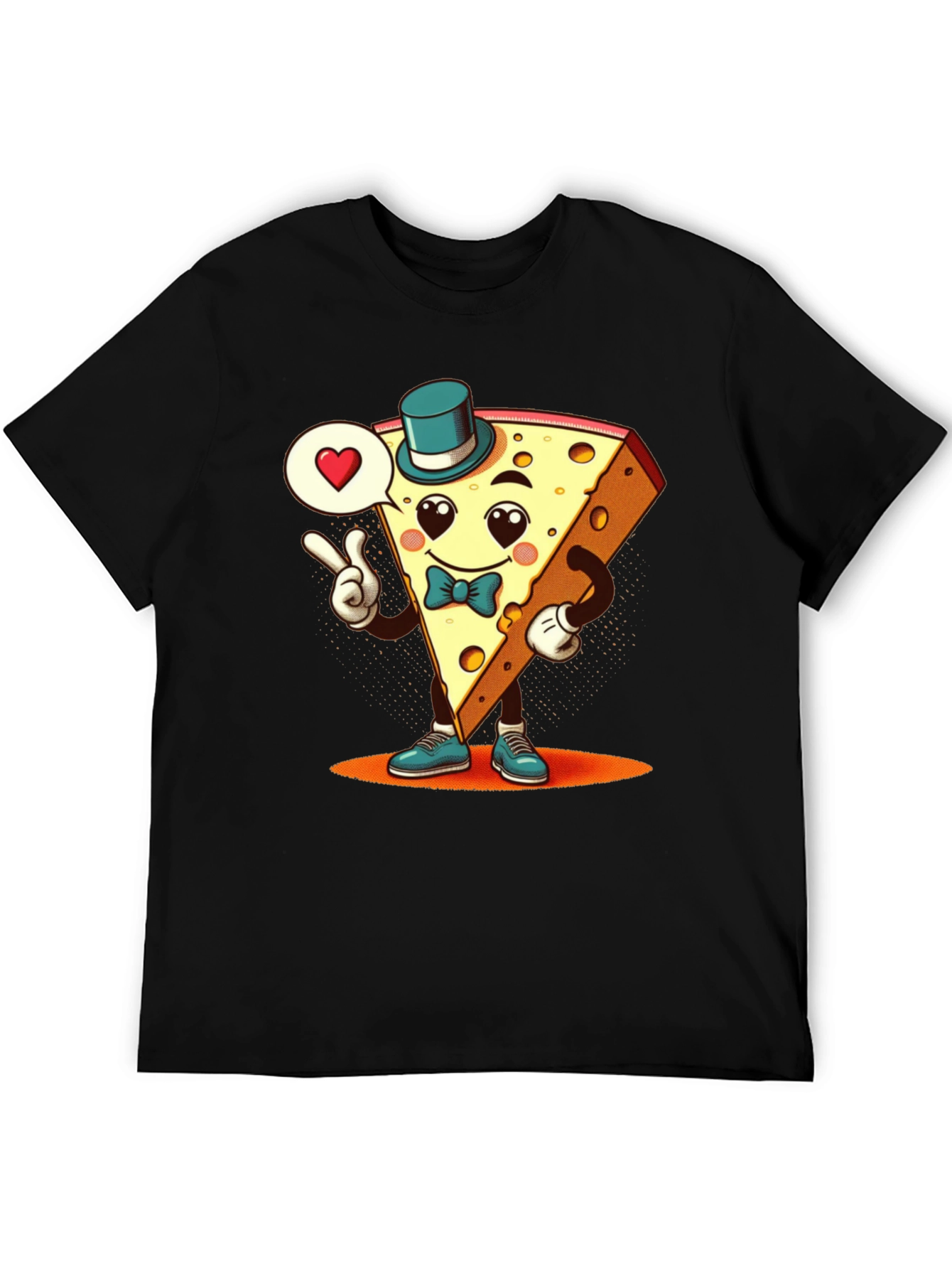 Cartoon Cheese Slice Graphic T-Shirt