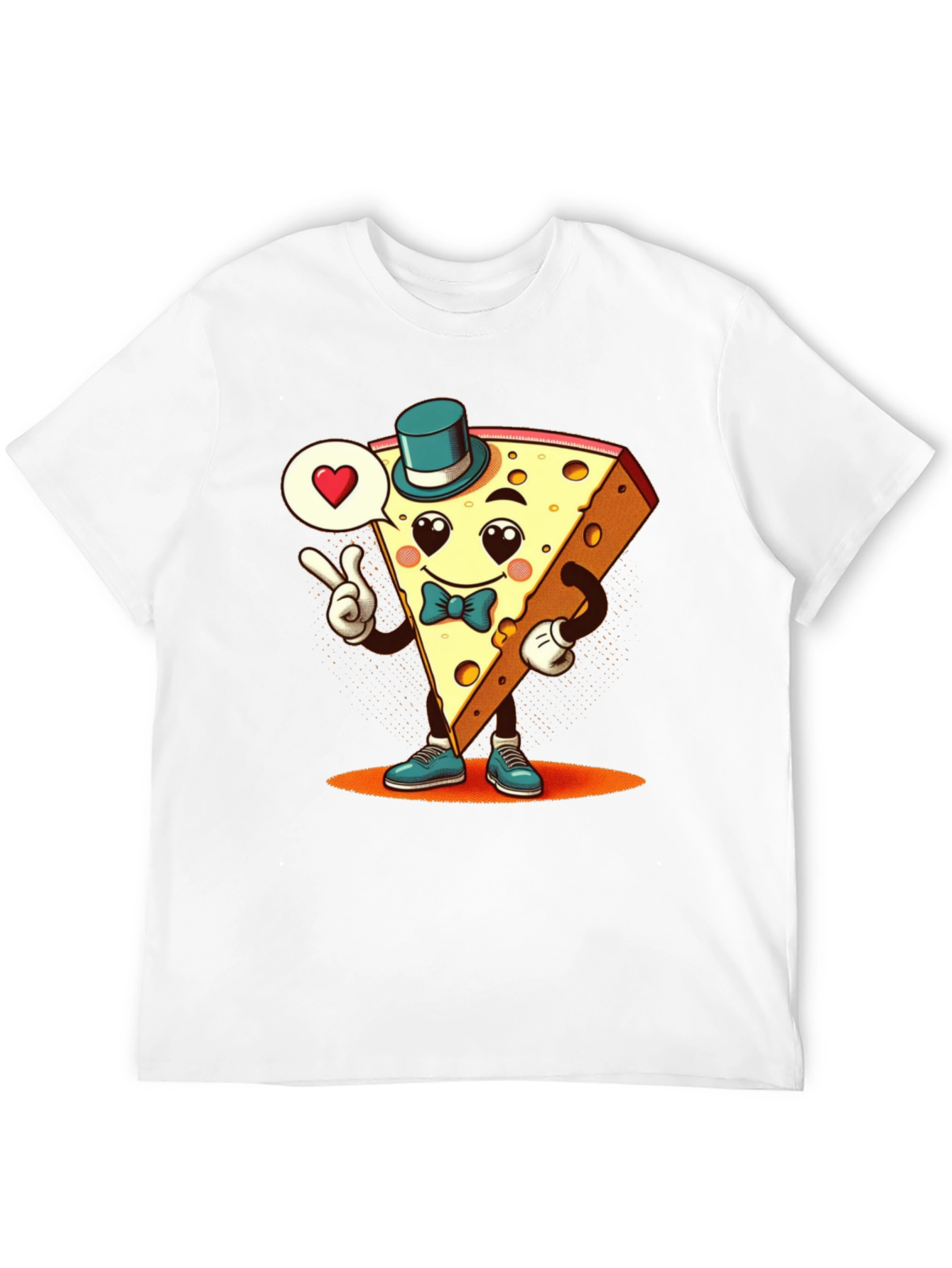 Cartoon Cheese Slice Graphic T-Shirt