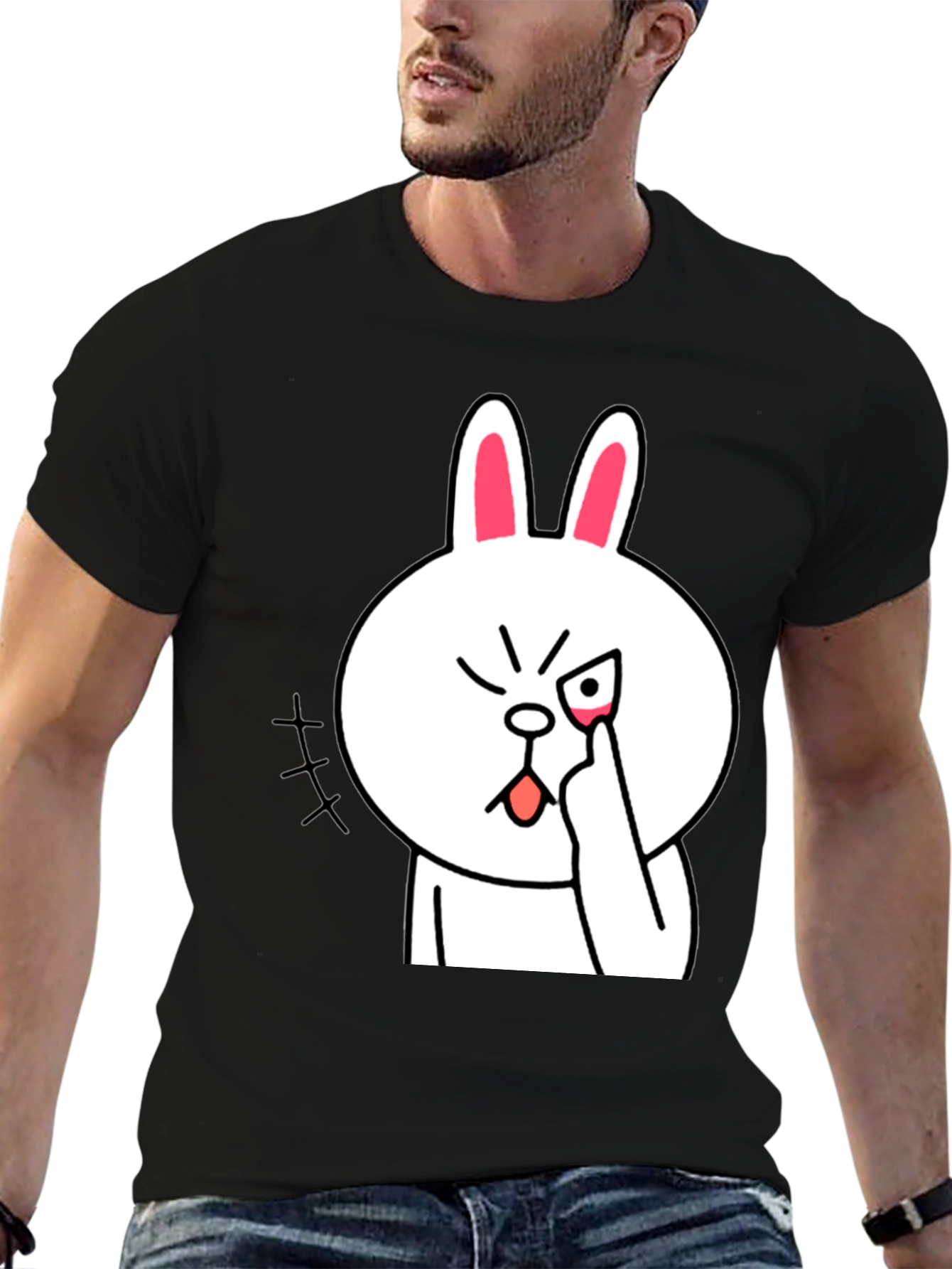 Funny Cartoon Rabbit Graphic T-Shirt