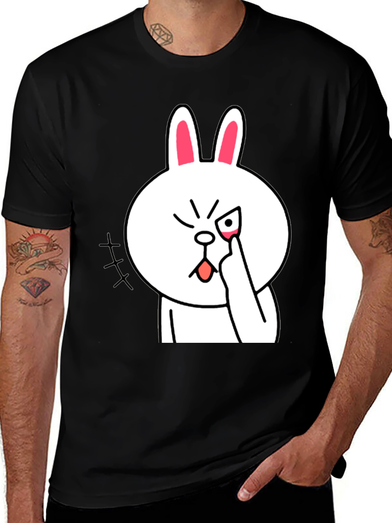 Funny Cartoon Rabbit Graphic T-Shirt
