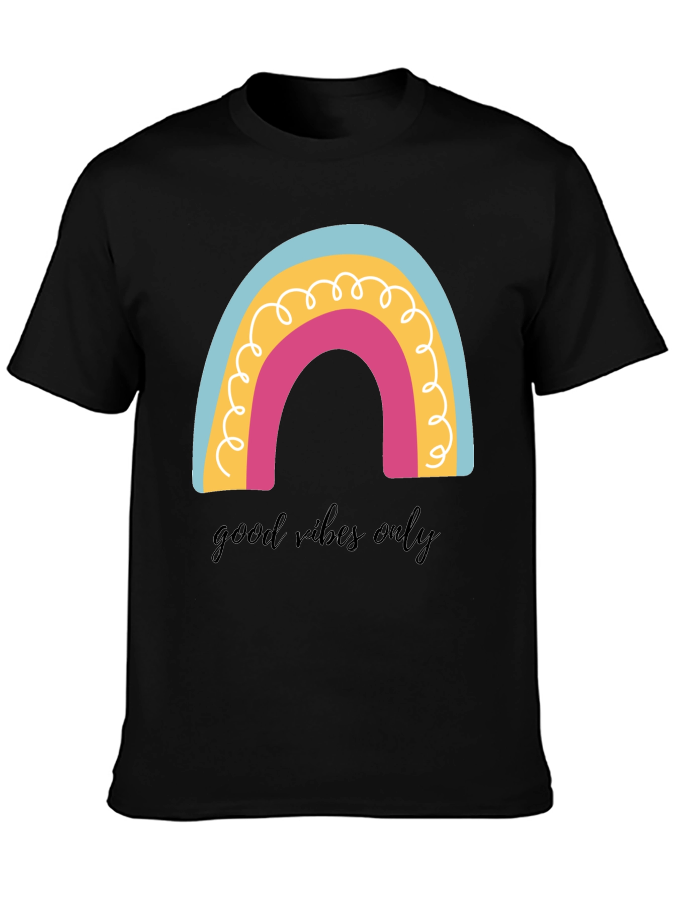 Good Vibes Only Rainbow Graphic Tee - Black Cotton