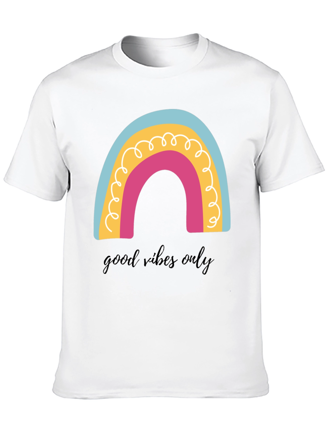 Good Vibes Only Rainbow Graphic Tee - Black Cotton