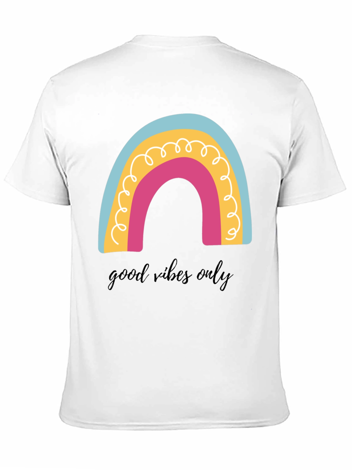 Good Vibes Only Rainbow Graphic Tee - Black Cotton