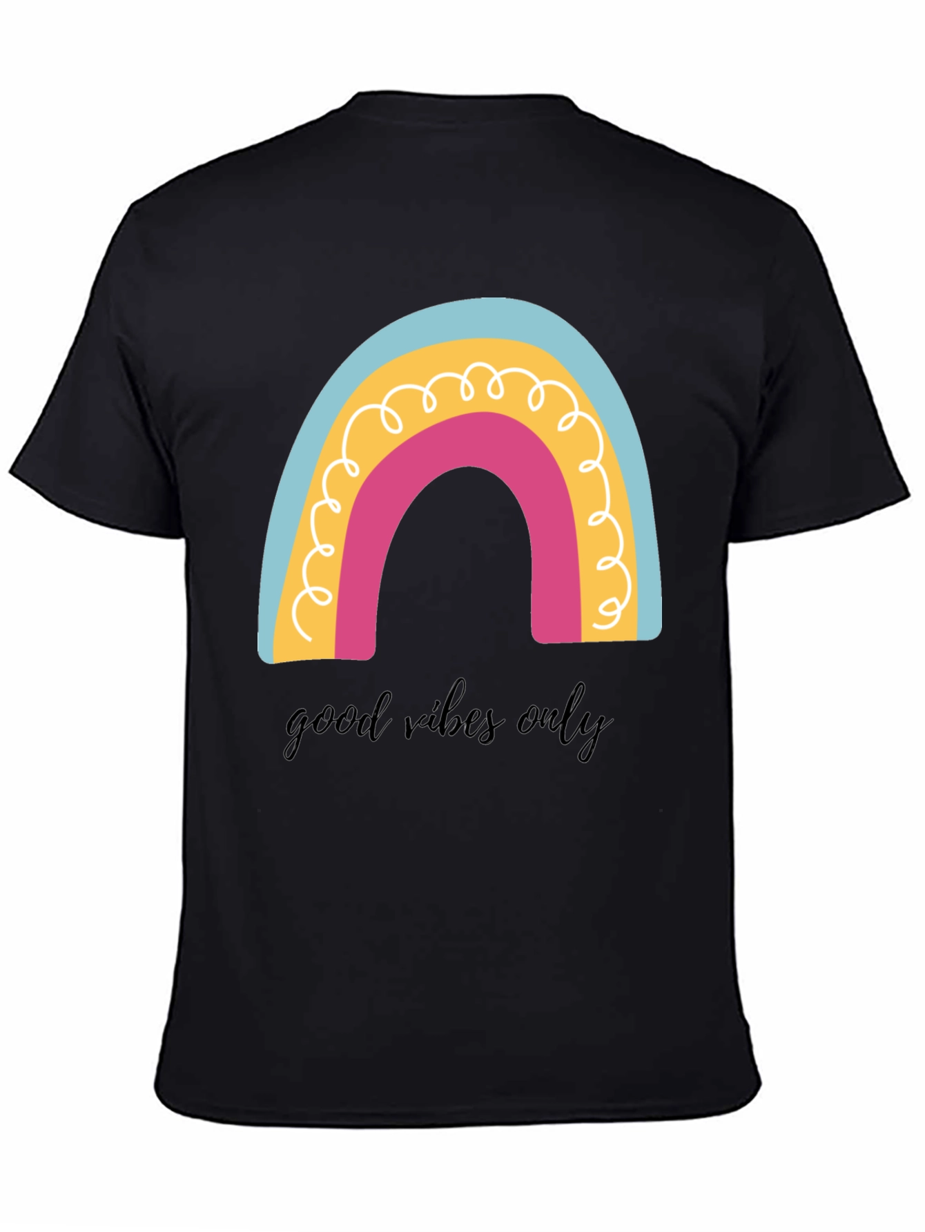 Good Vibes Only Rainbow Graphic Tee - Black Cotton