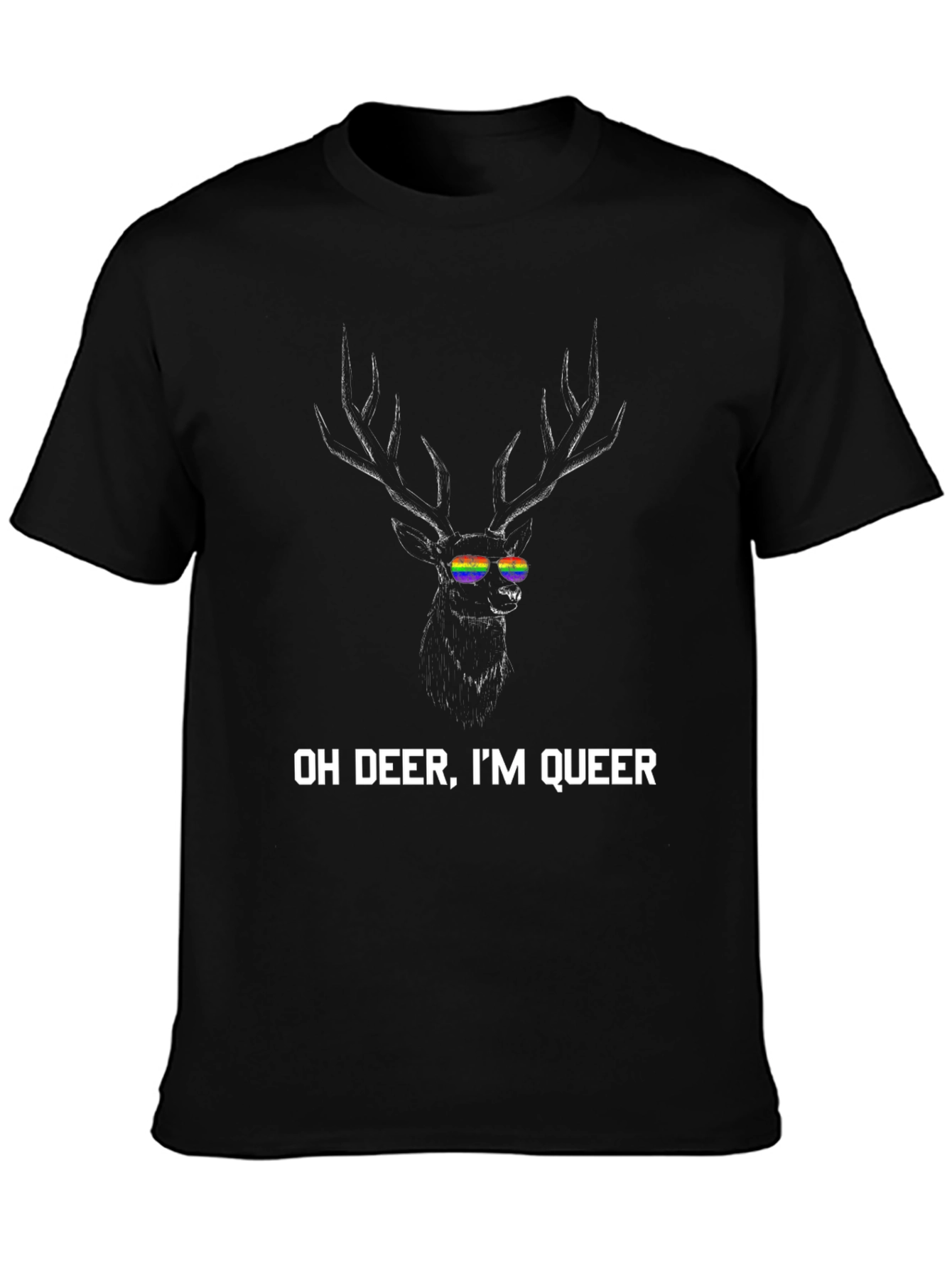 Oh Deer Im Queer Black T-Shirt