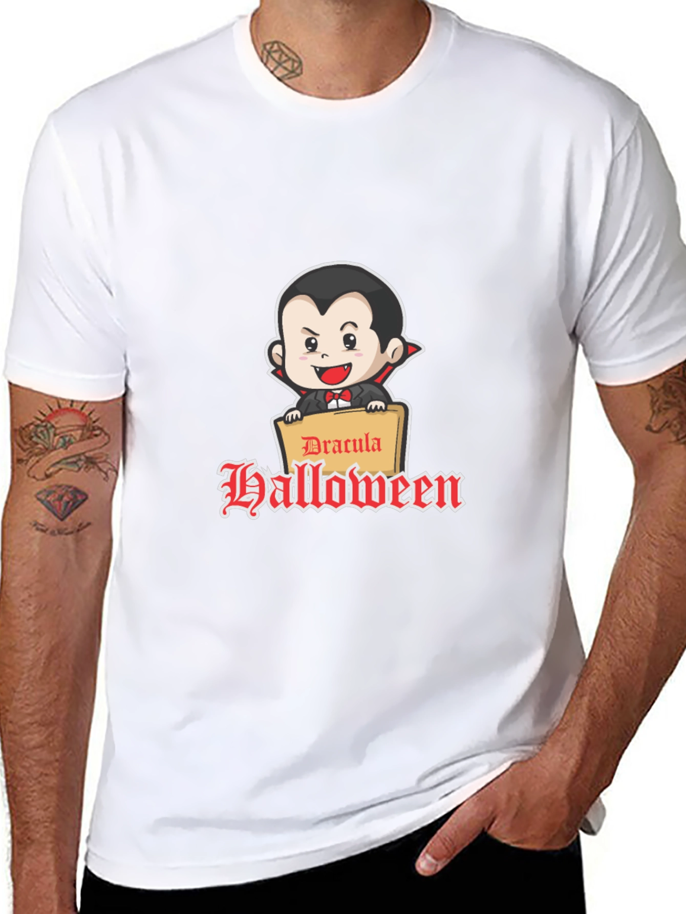 Dracula Halloween Graphic Tee - Classic Fit
