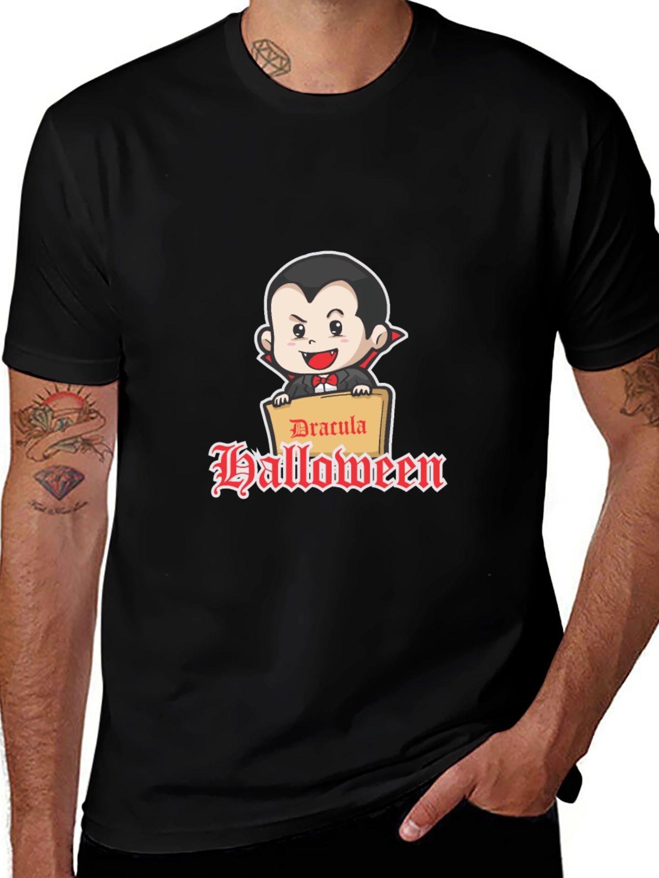 Dracula Halloween Graphic Tee - Classic Fit