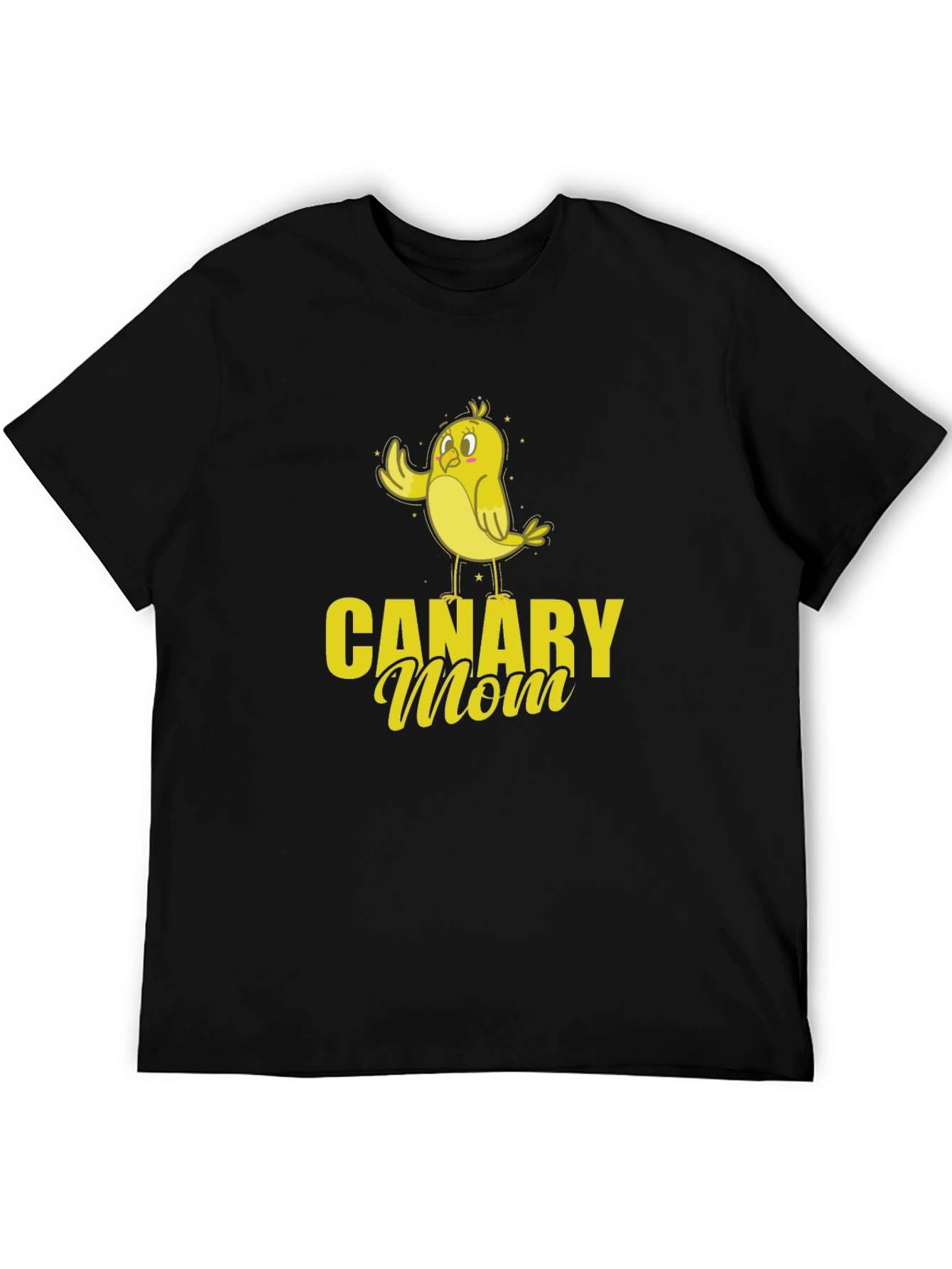 Canary Mom Black T-Shirt with Cute Bird Graphic