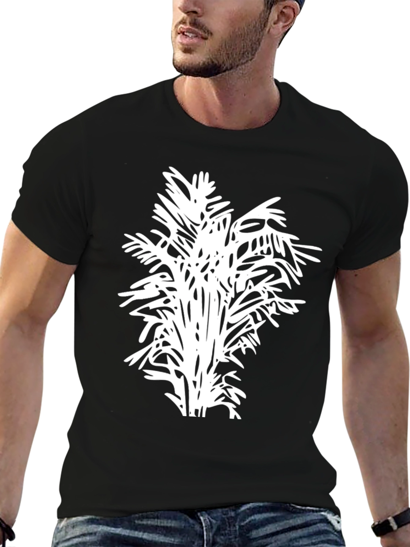 Abstract Tree Graphic Tee - Black