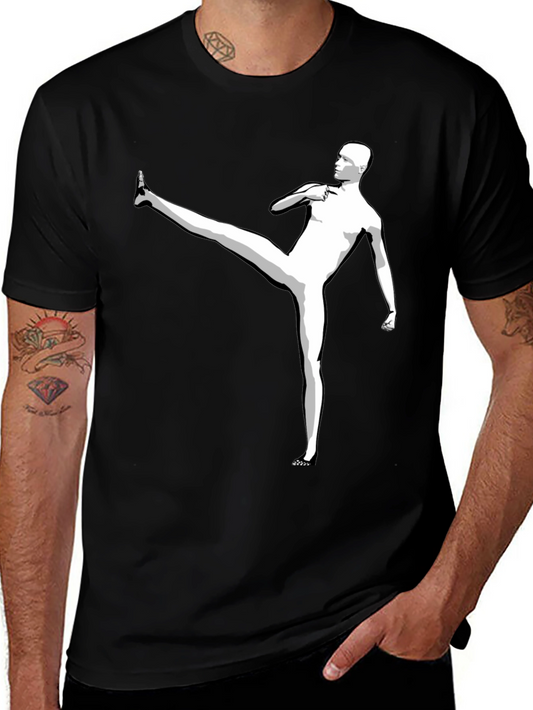 Martial Arts Graphic Tee - Black Cotton T-Shirt