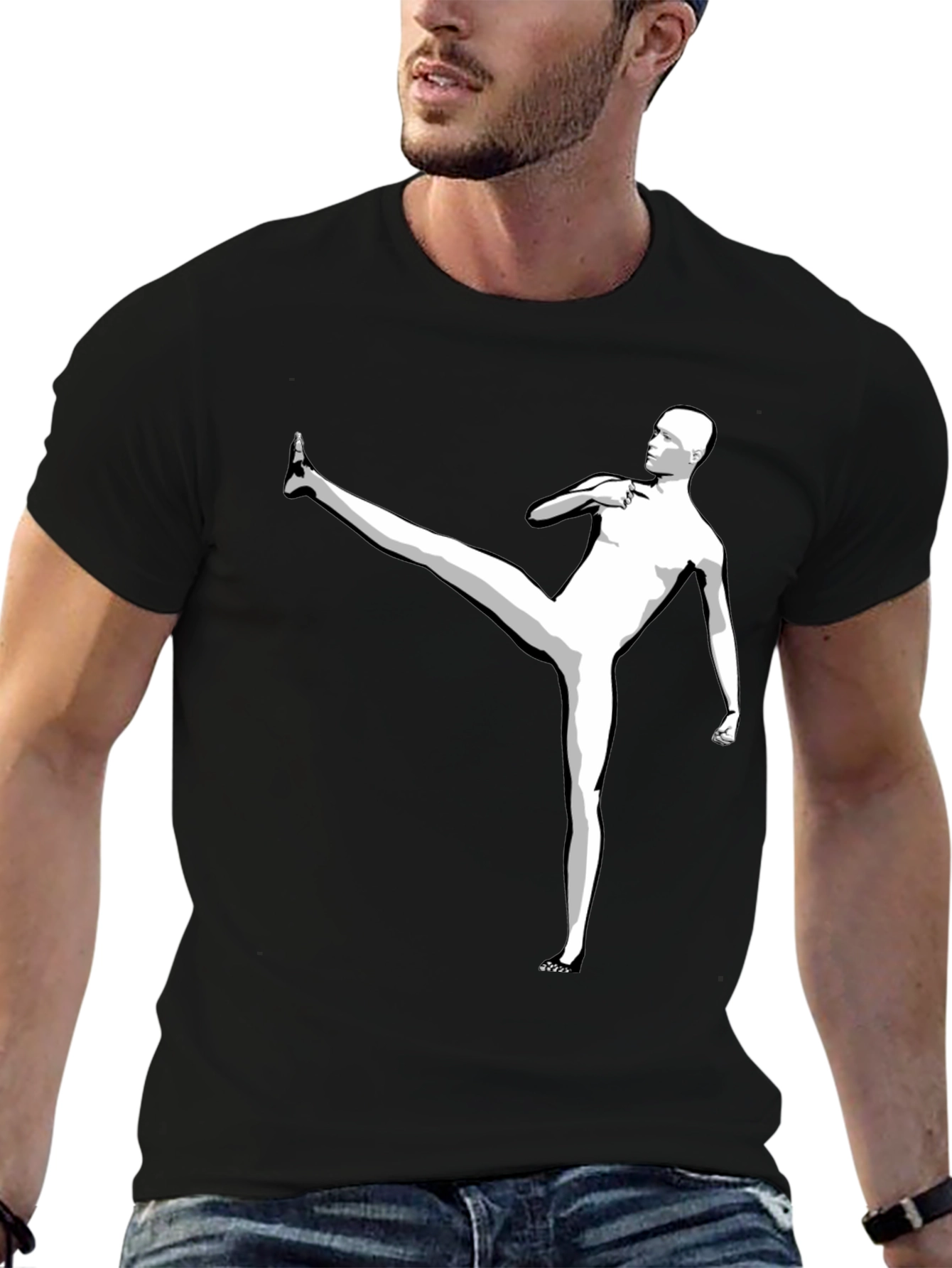 Martial Arts Graphic Tee - Black Cotton T-Shirt