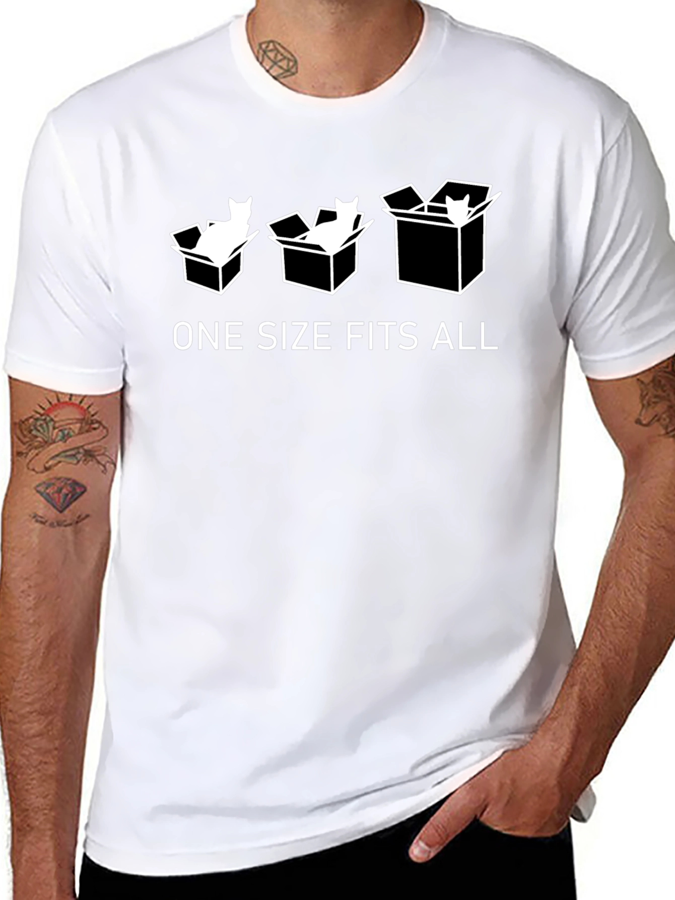 One Size Fits All Funny Cat T-Shirt