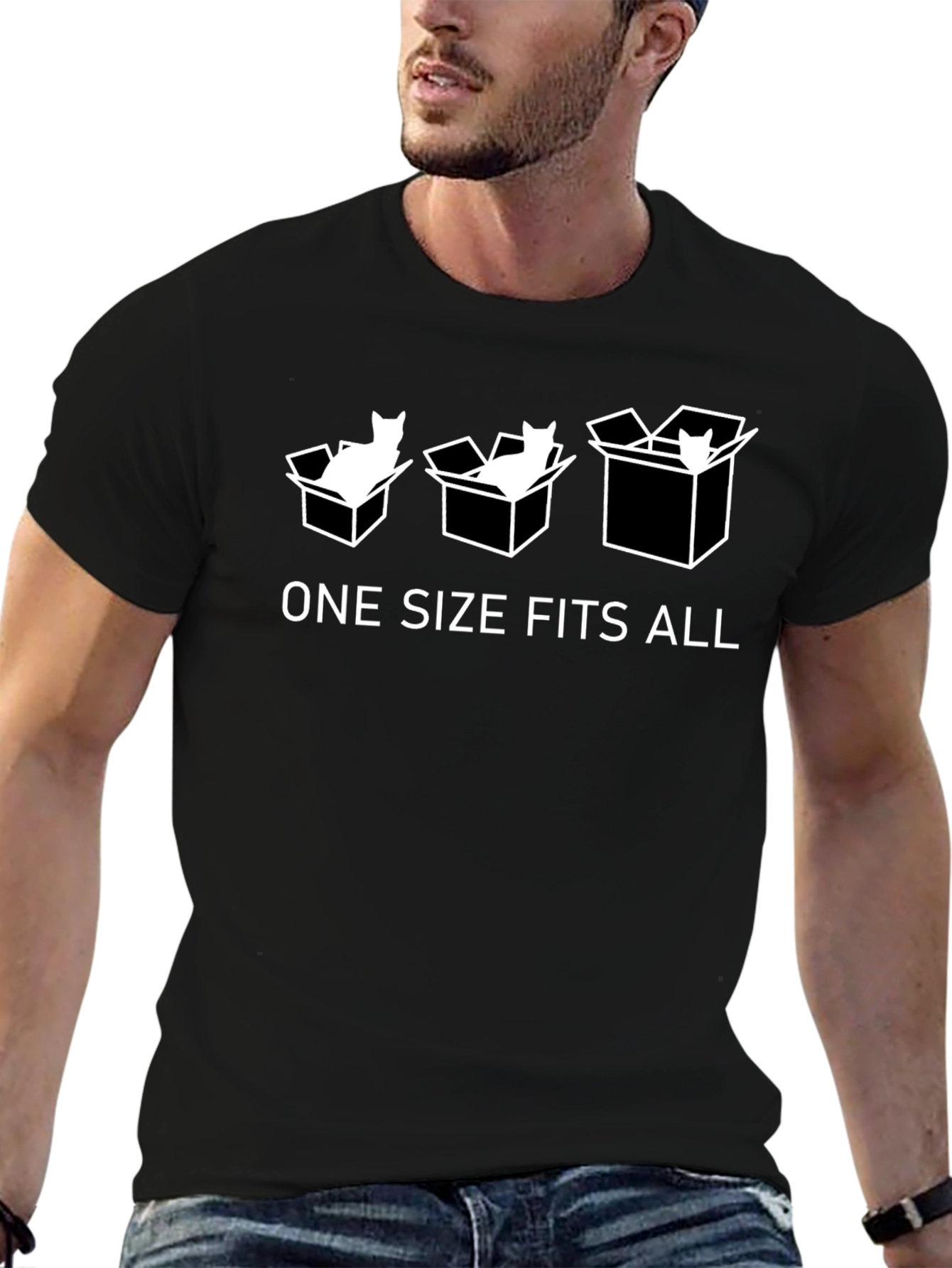 One Size Fits All Funny Cat T-Shirt