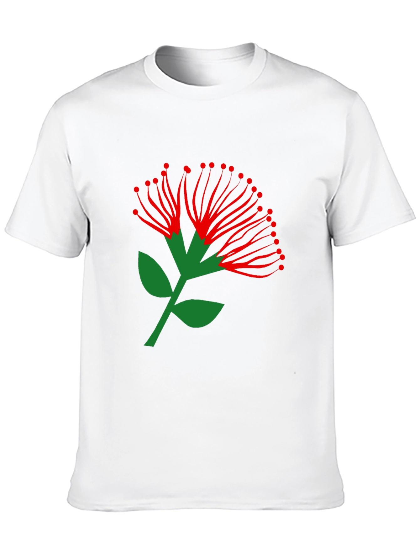 Pohutukawa Flower Graphic Tee - Black Cotton T-Shirt