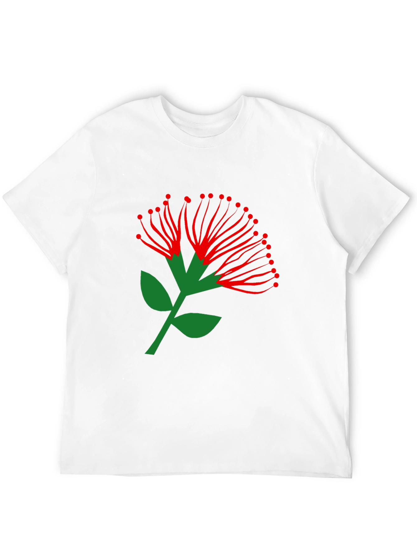 Pohutukawa Flower Graphic Tee - Black Cotton T-Shirt