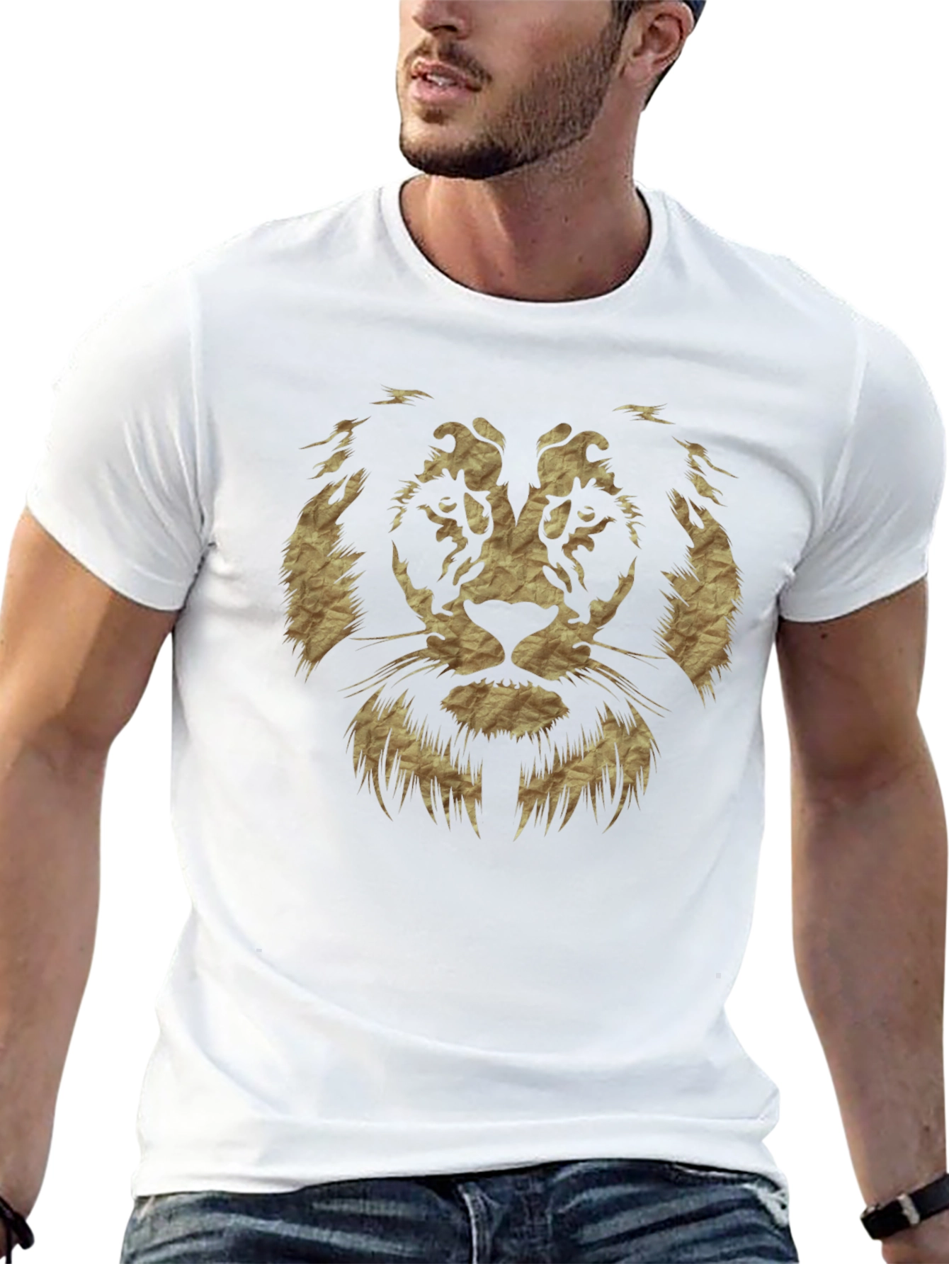 Lion Graphic Print Black Casual T-Shirt