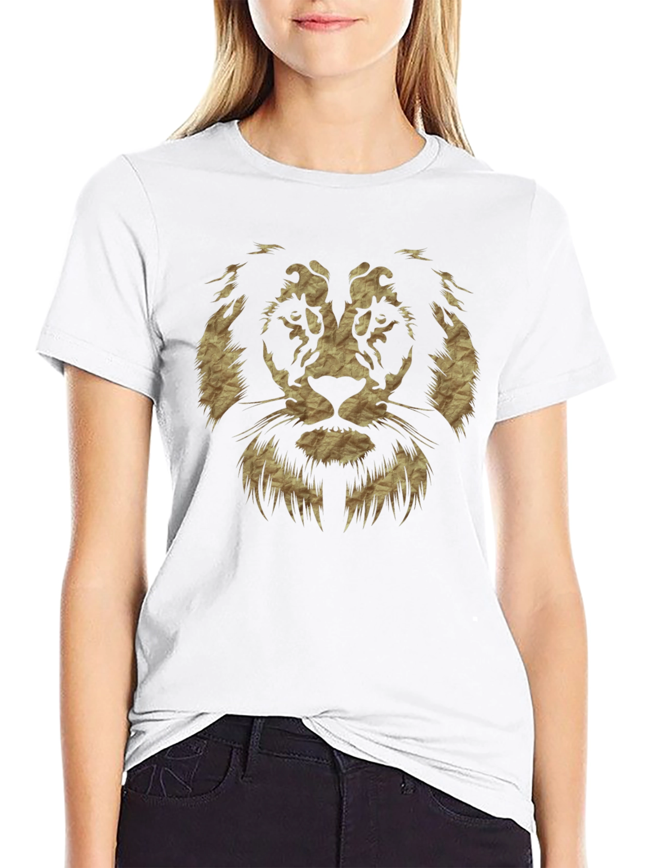 Lion Graphic Print Black Casual T-Shirt