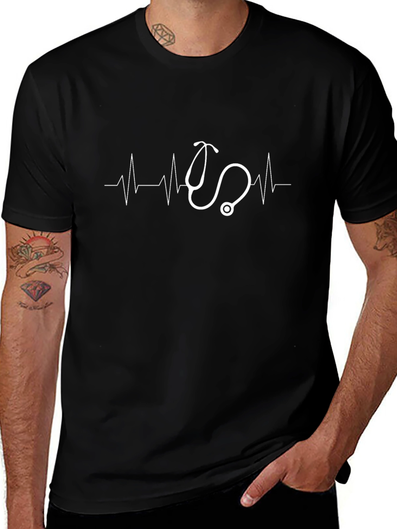 Doctors Heartbeat Stethoscope Graphic Tee