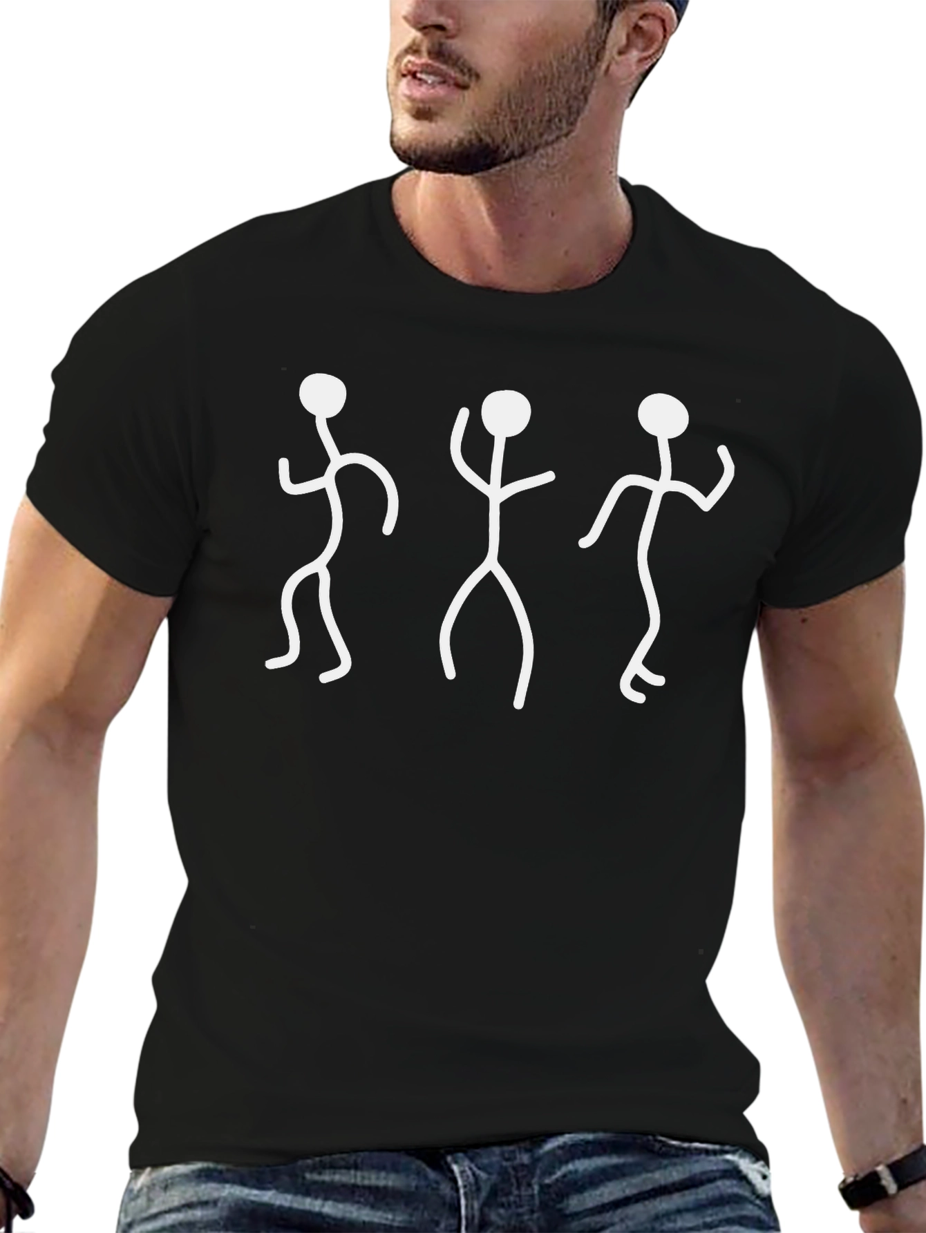Dancing Stick Figures T-Shirt - Black