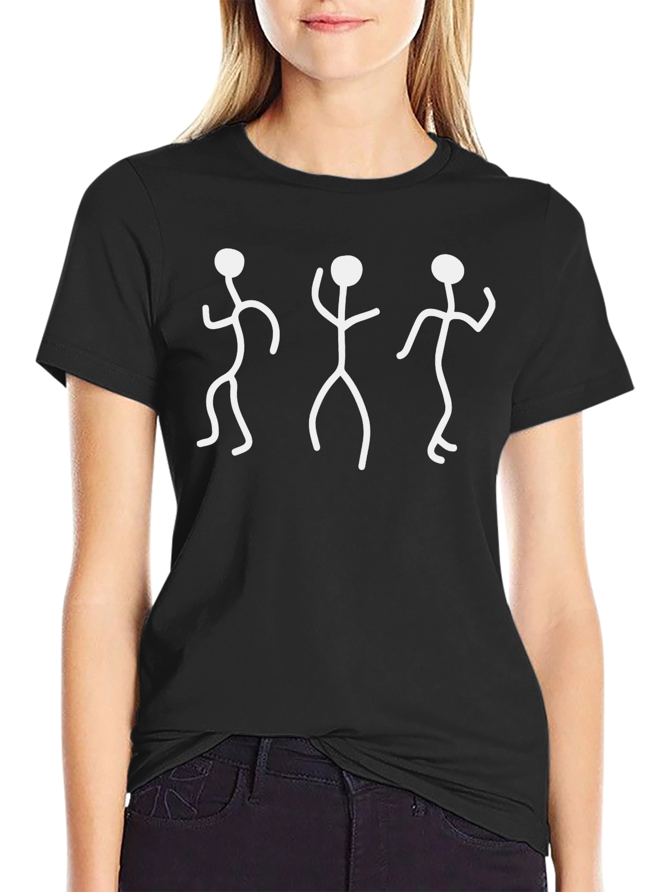 Dancing Stick Figures T-Shirt - Black