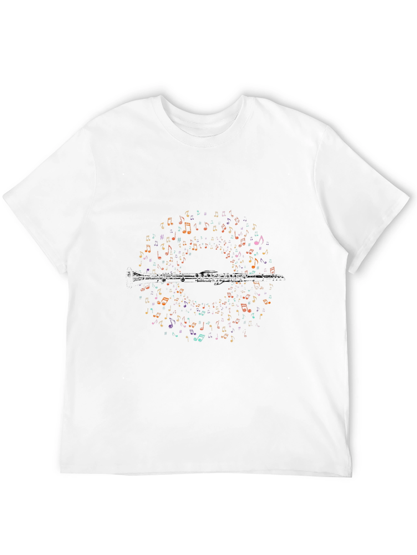 Music Notes Flute Graphic T-Shirt - Unisex Black Tee