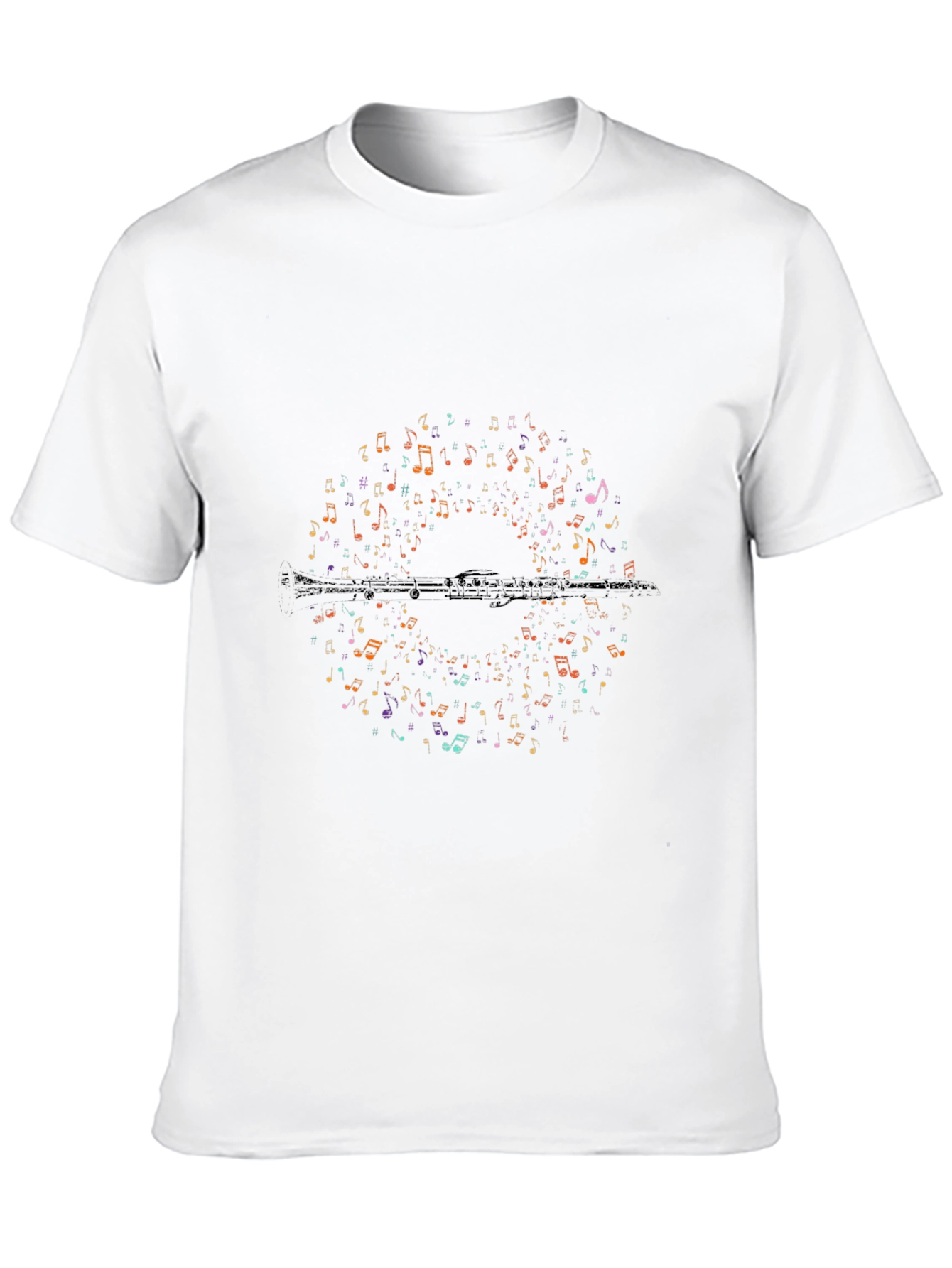 Music Notes Flute Graphic T-Shirt - Unisex Black Tee