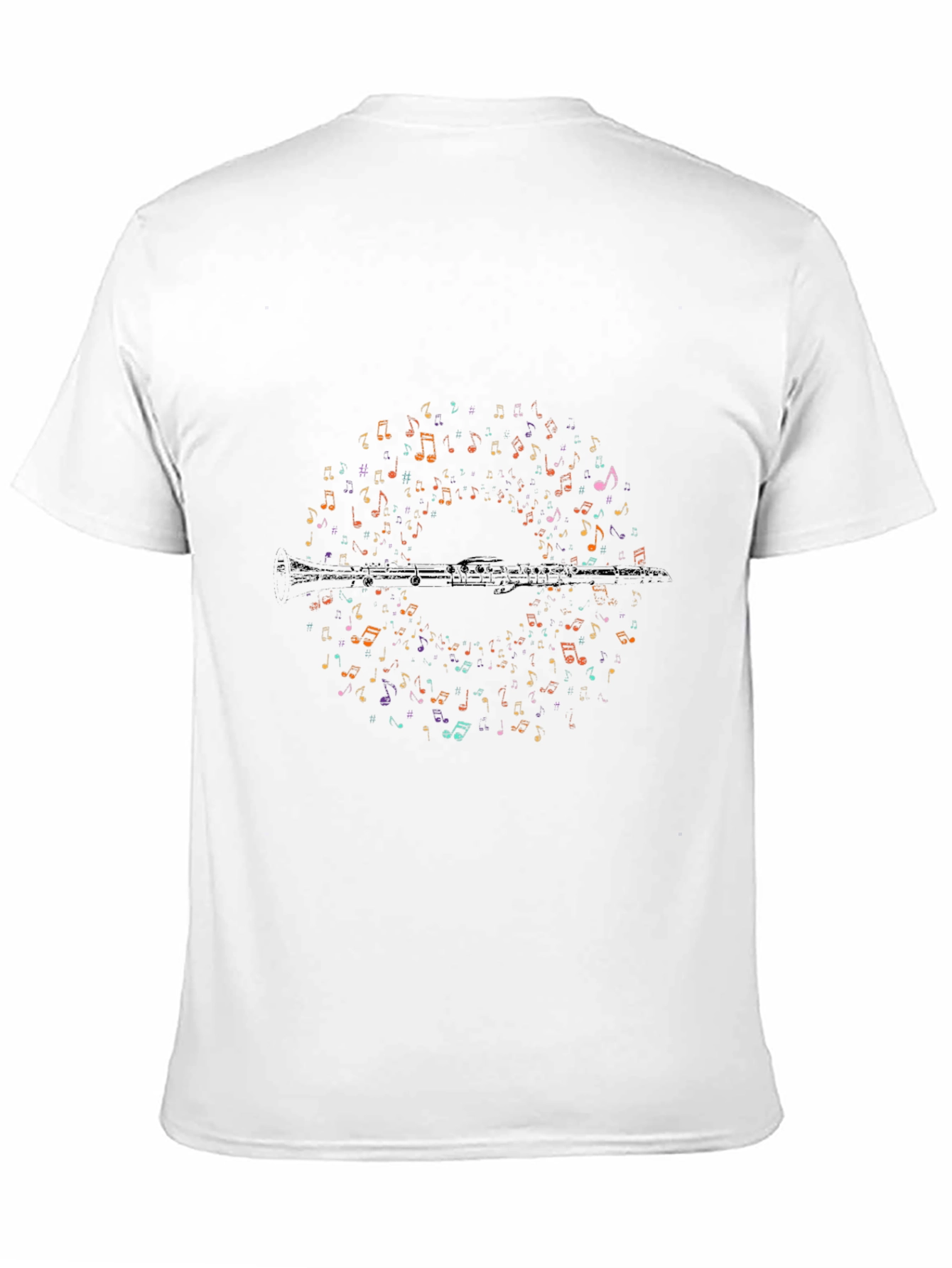 Music Notes Flute Graphic T-Shirt - Unisex Black Tee