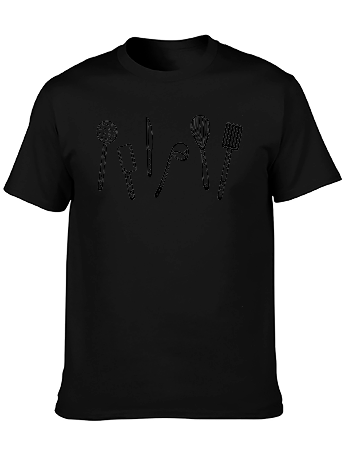 Chefs Utensil Graphic T-Shirt - Black Crew Neck