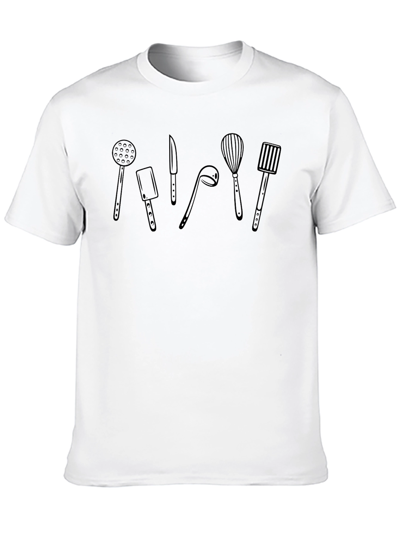 Chefs Utensil Graphic T-Shirt - Black Crew Neck