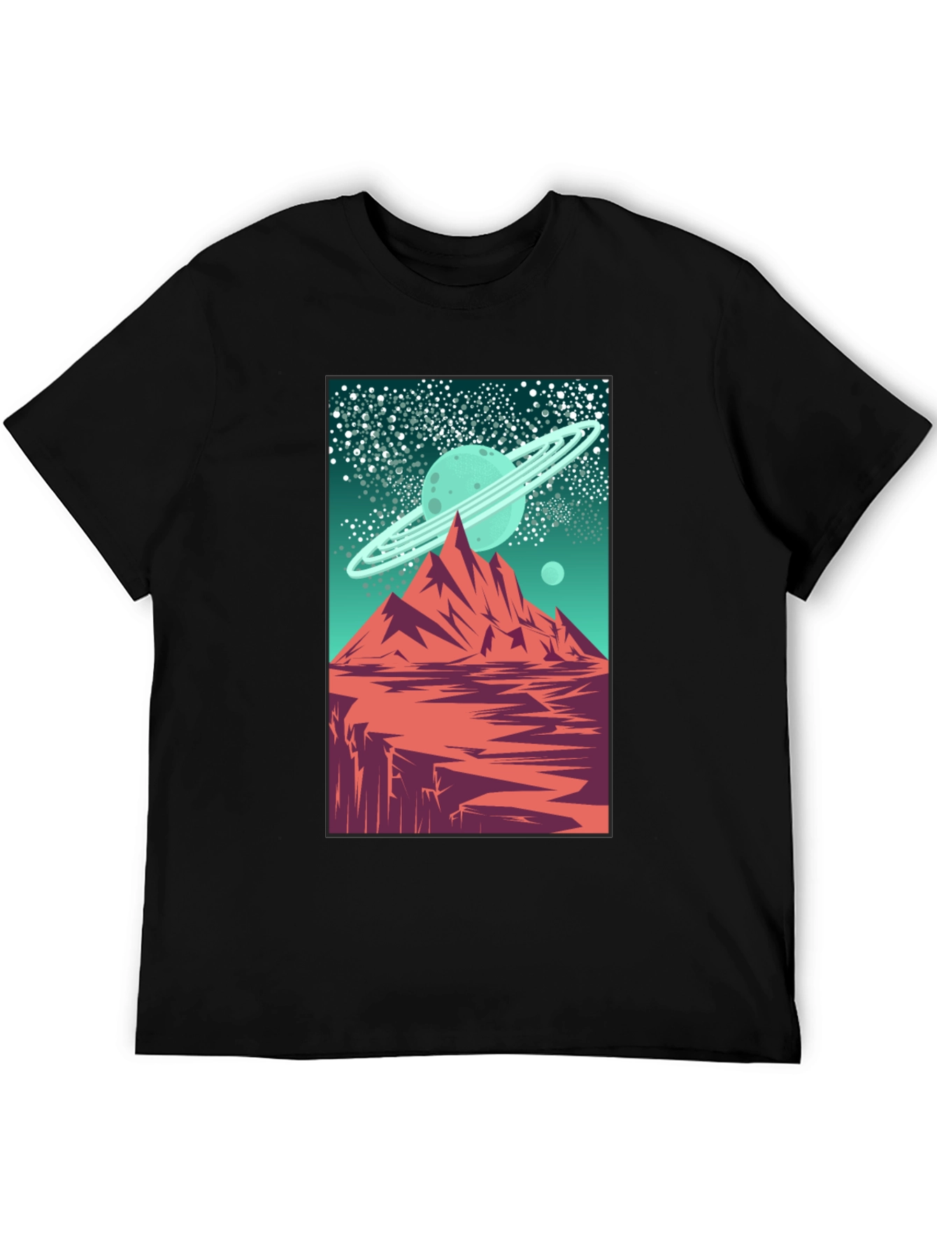 Saturn Peaks Graphic Tee - Retro Space Design