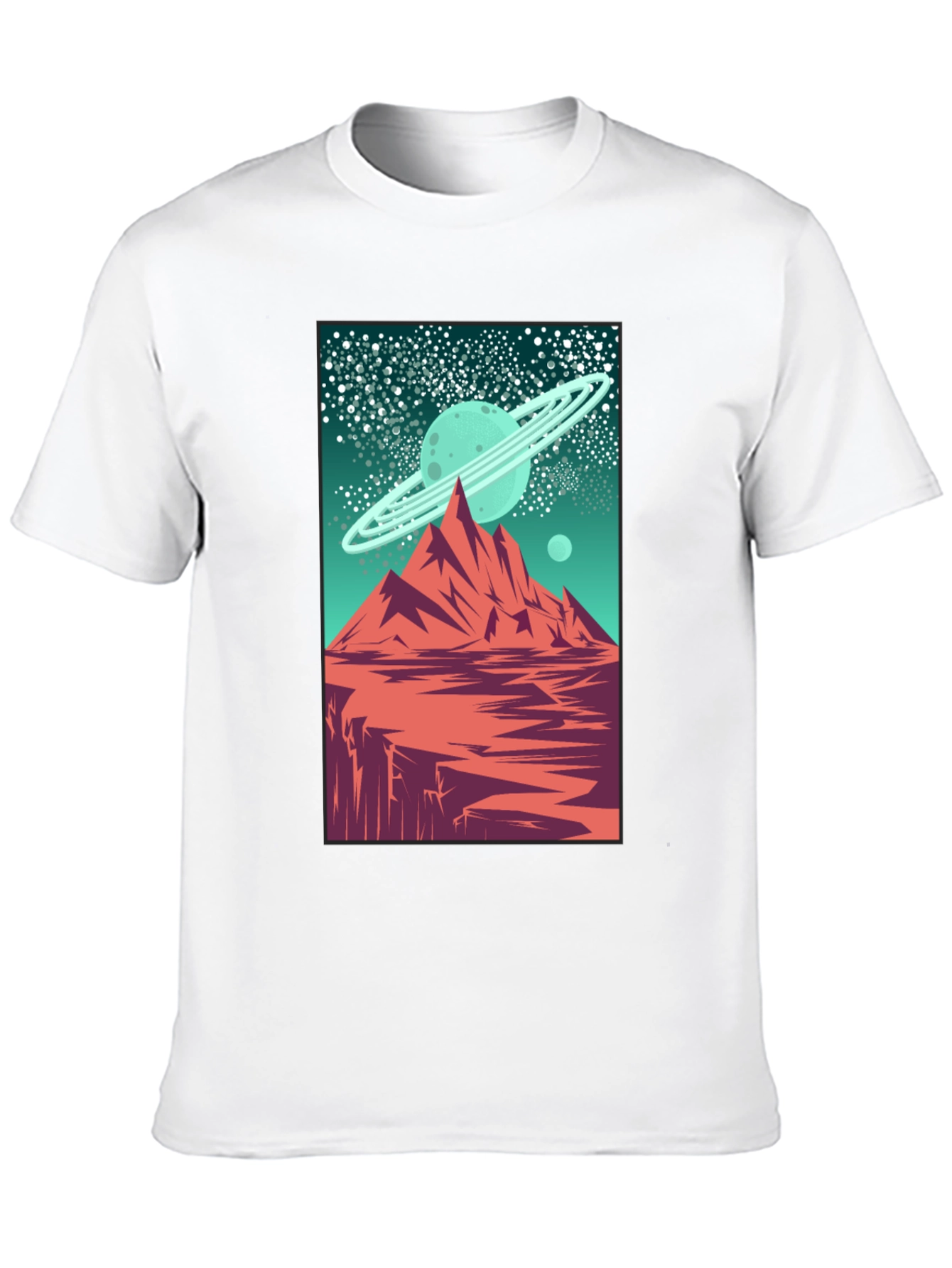 Saturn Peaks Graphic Tee - Retro Space Design