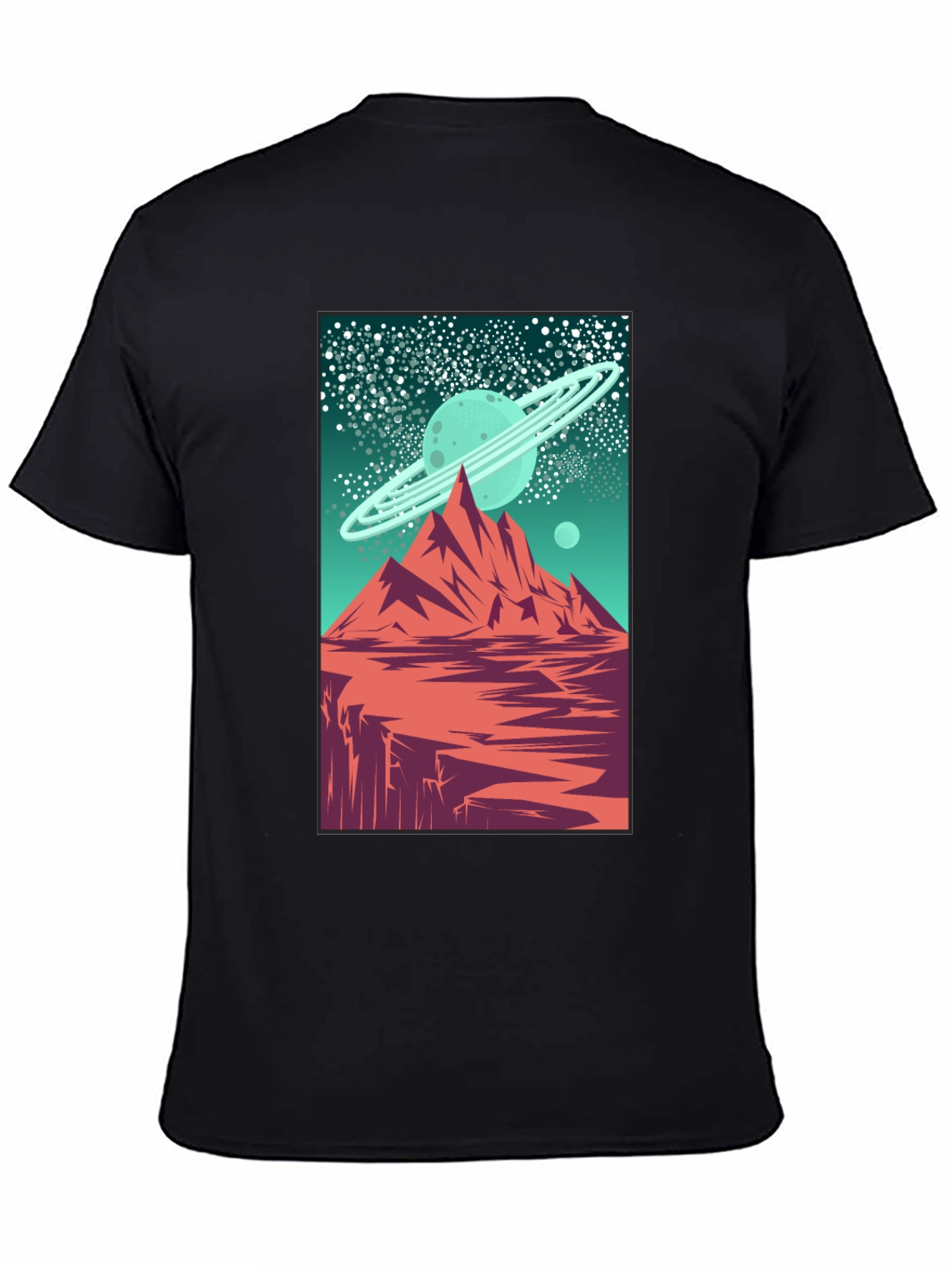 Saturn Peaks Graphic Tee - Retro Space Design