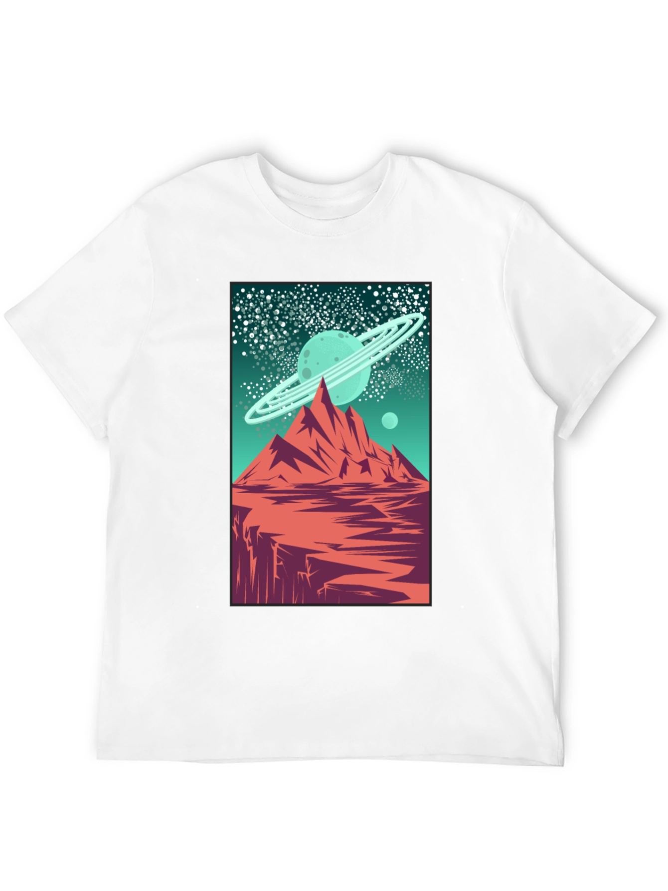 Saturn Peaks Graphic Tee - Retro Space Design