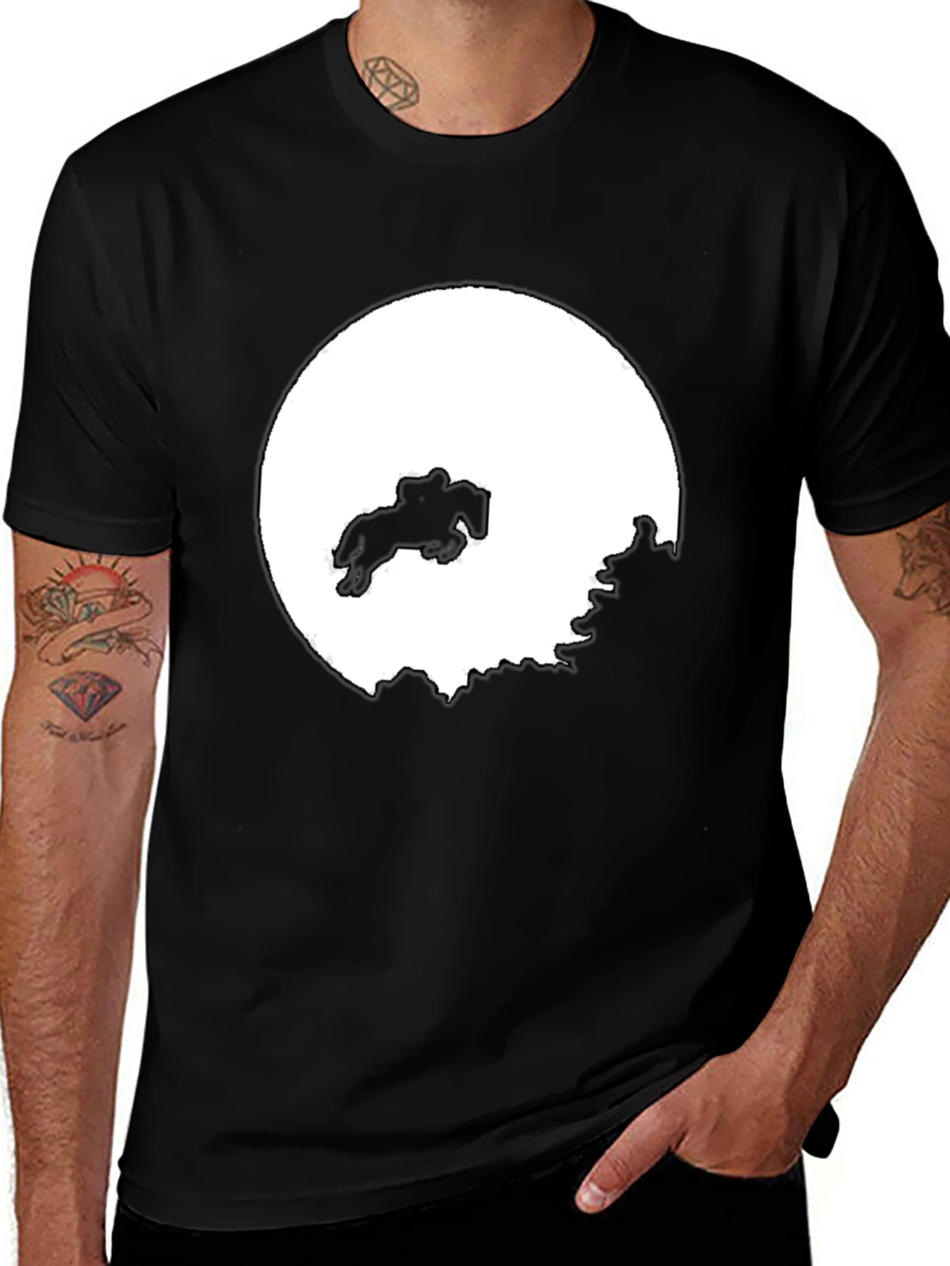 Equestrian Silhouette Tee - Black Cotton Blend
